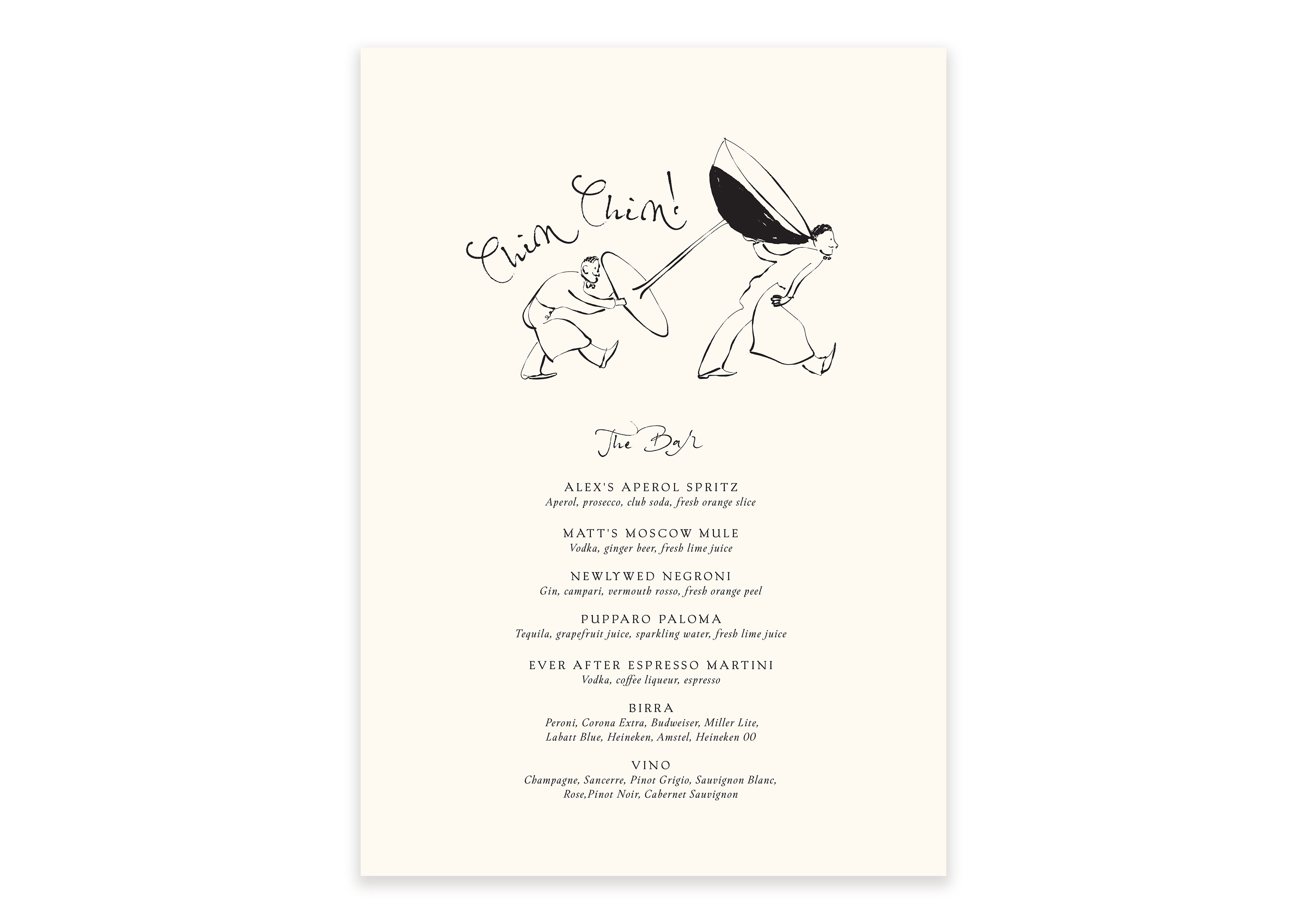 Soirée Romantique  - Digital Bar Menu (Print Yourself)