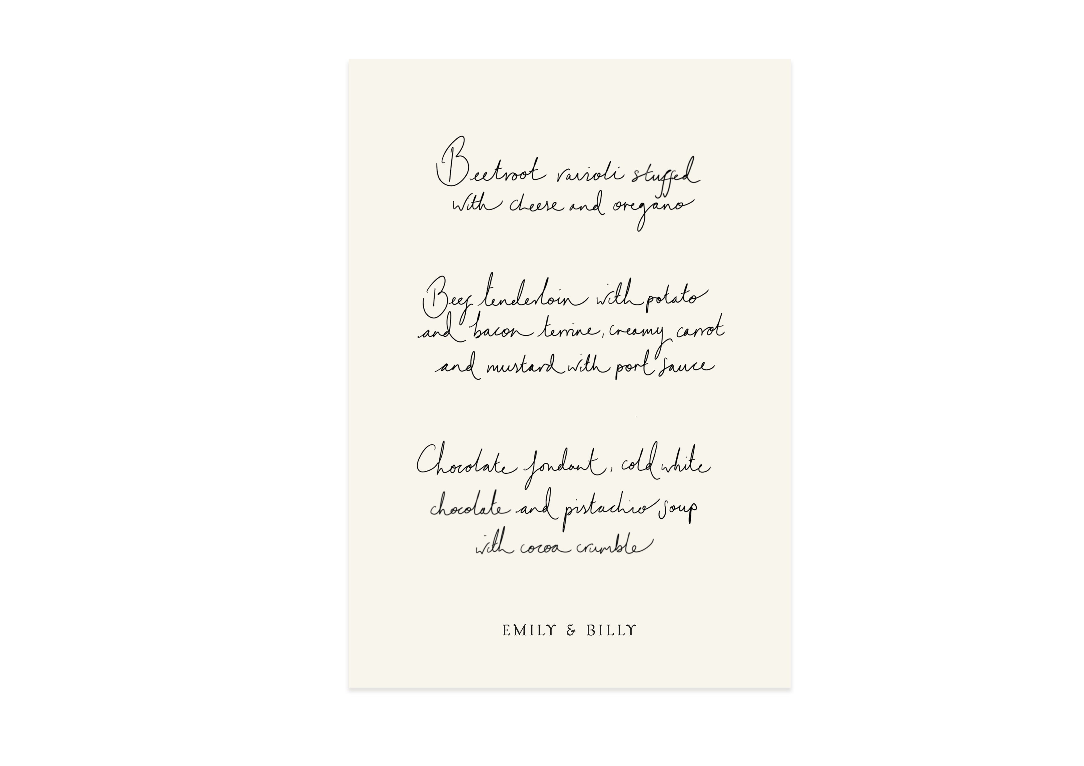 Handwritten Set  -  A5 Menu