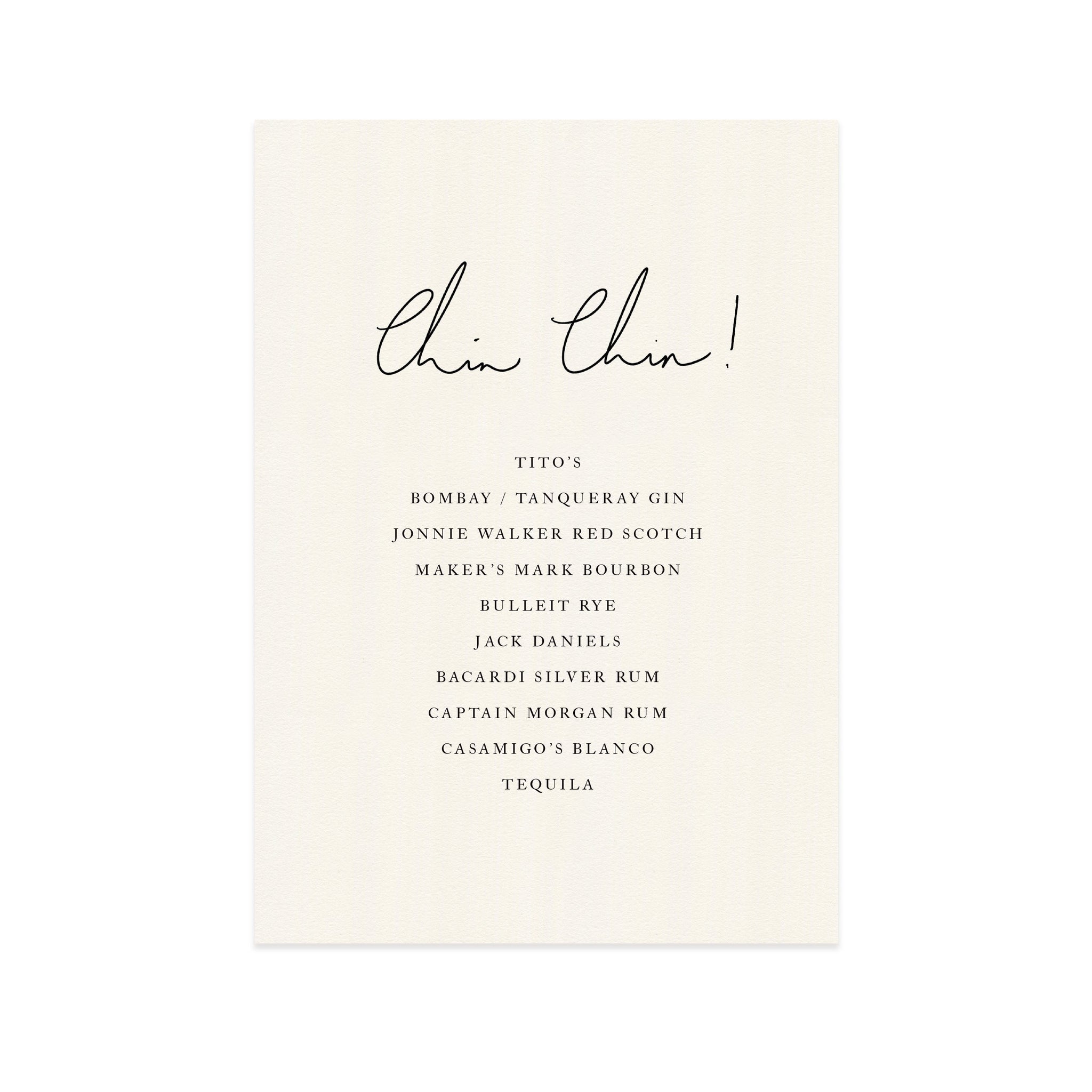 Handwritten Set  -  Bar Menu 1
