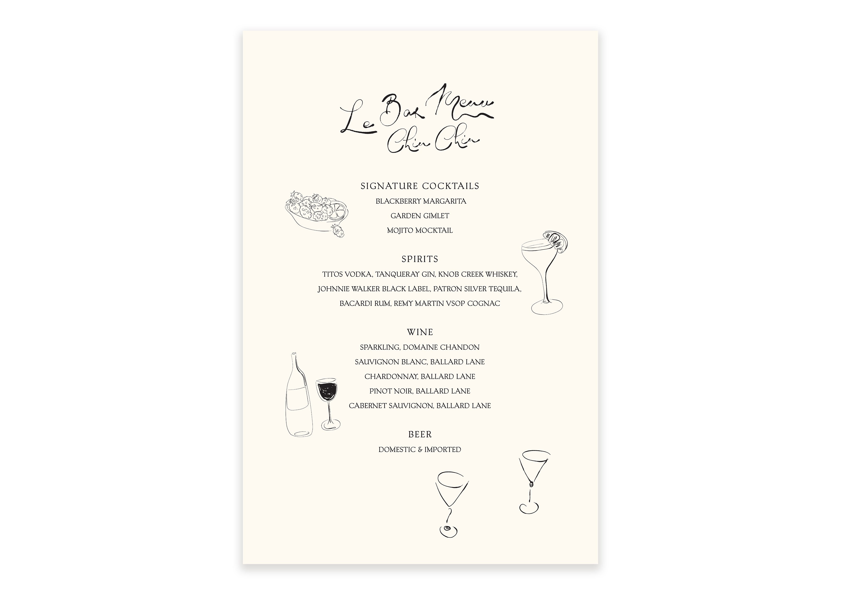Soirée Romantique  - Fabric Bar Menu