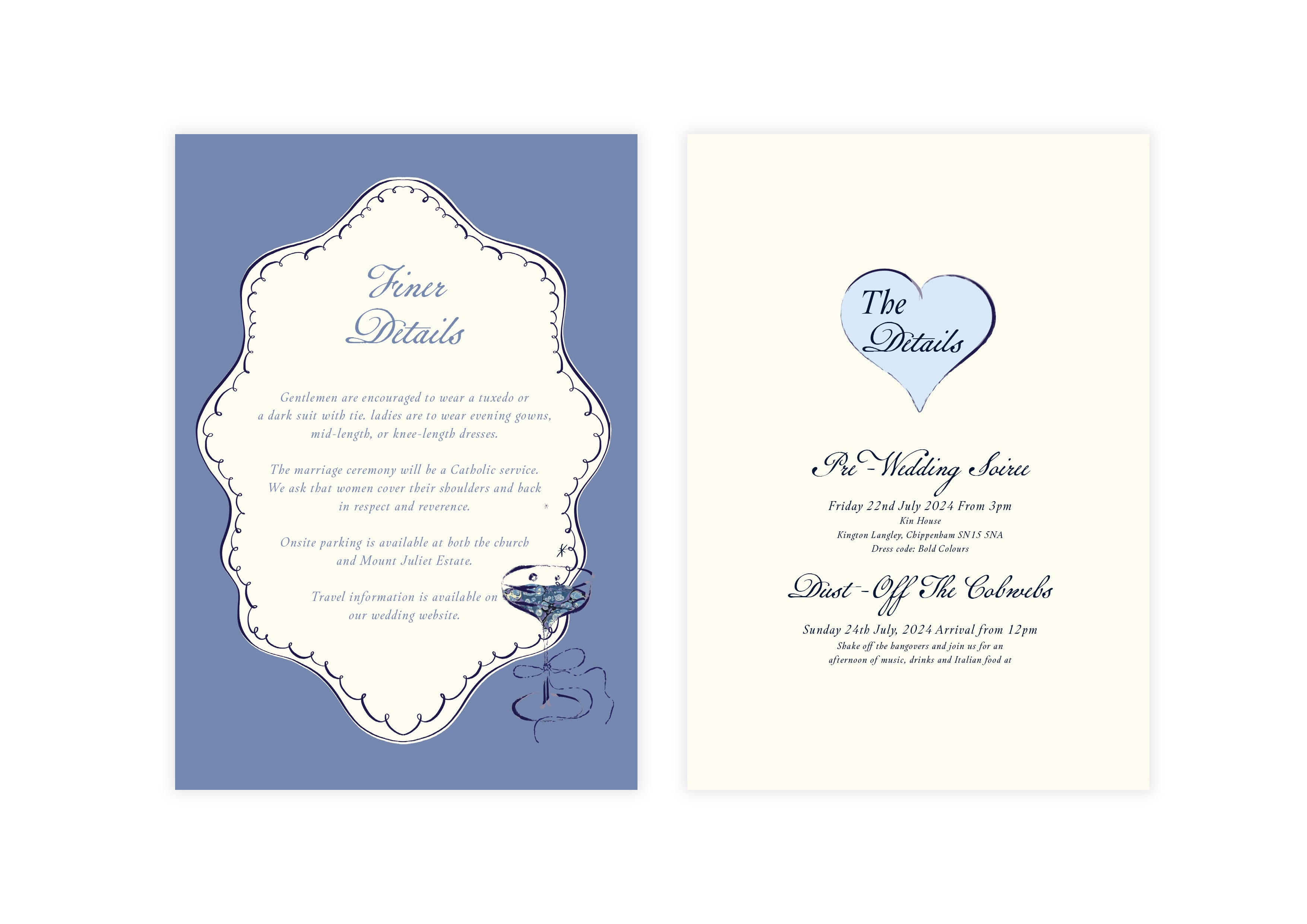 Mon Chéri - Blue Double-Sided Details Slip