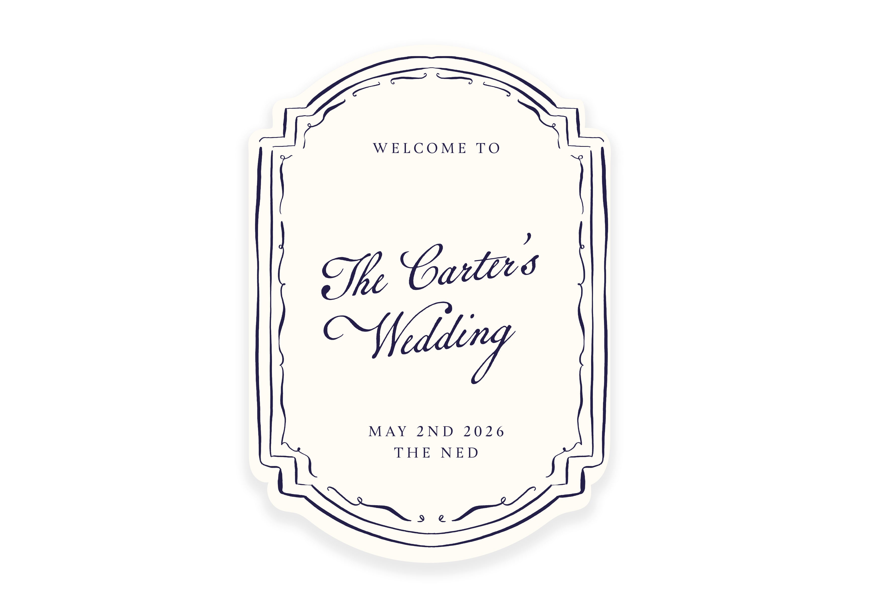 Mon Cheri  - Blue Shaped Welcome Sign (Print Yourself)