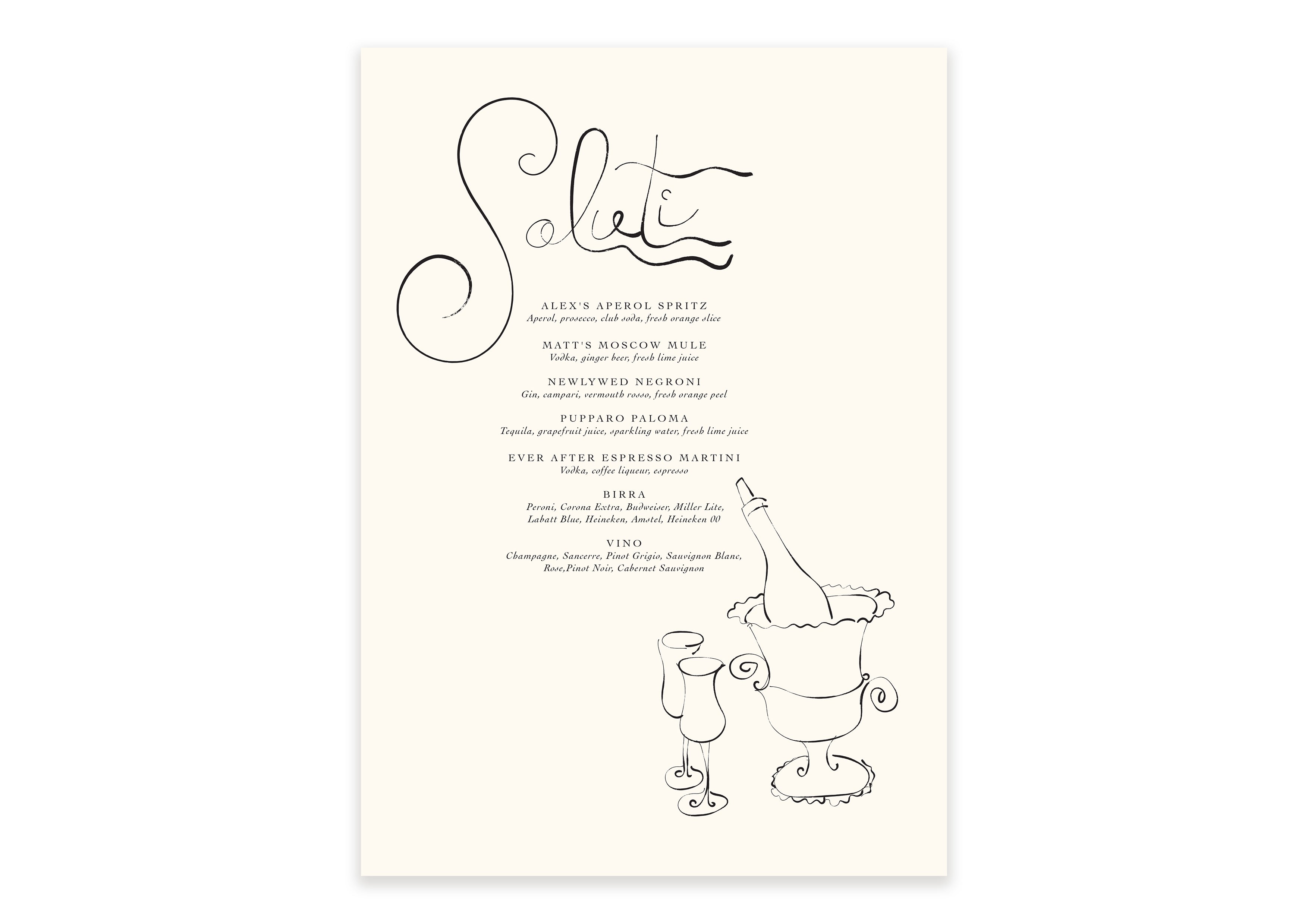 Soirée Romantique  - Digital Champagne Menu (Print Yourself)