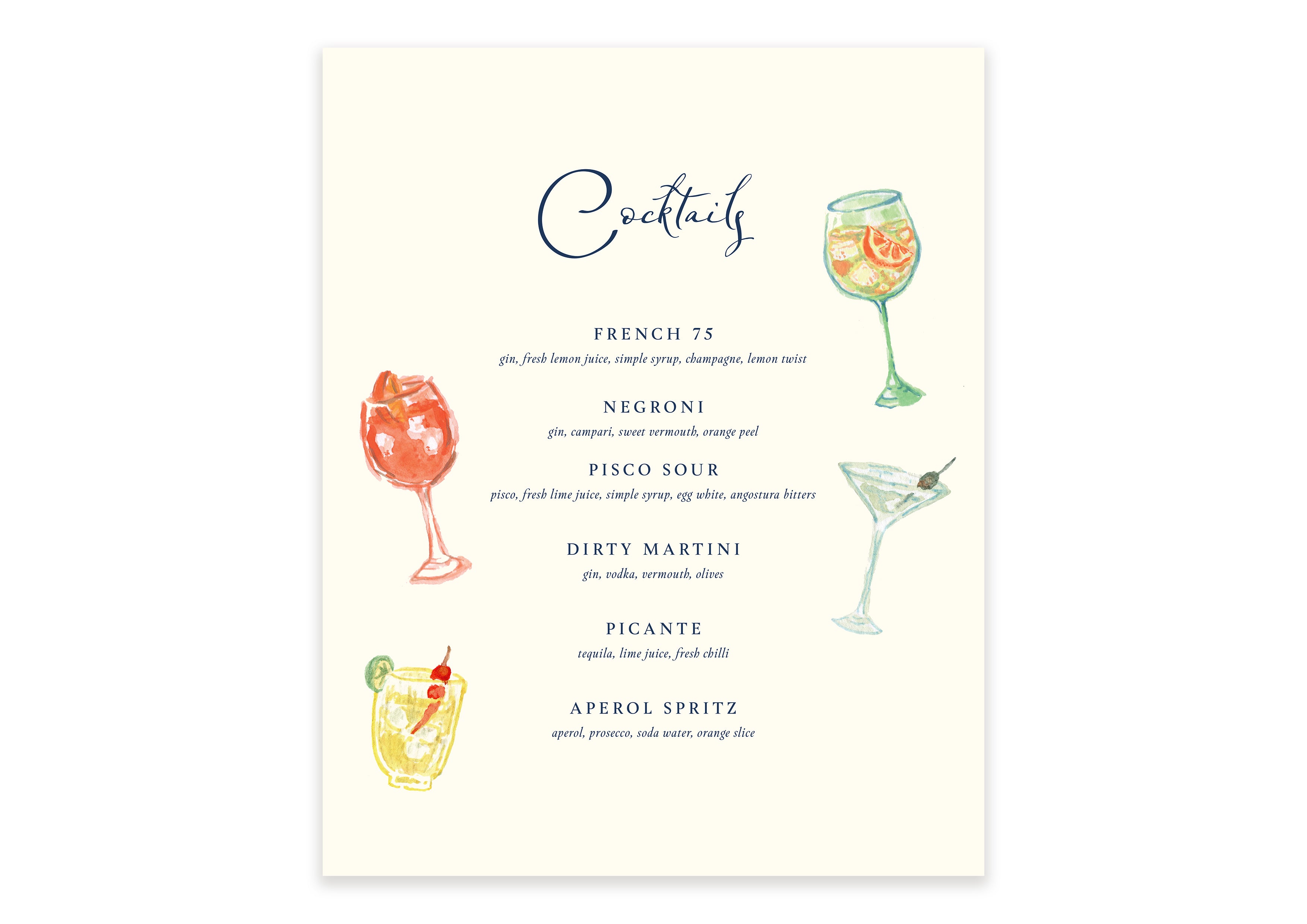 Destination  - Custom Cocktail Menu