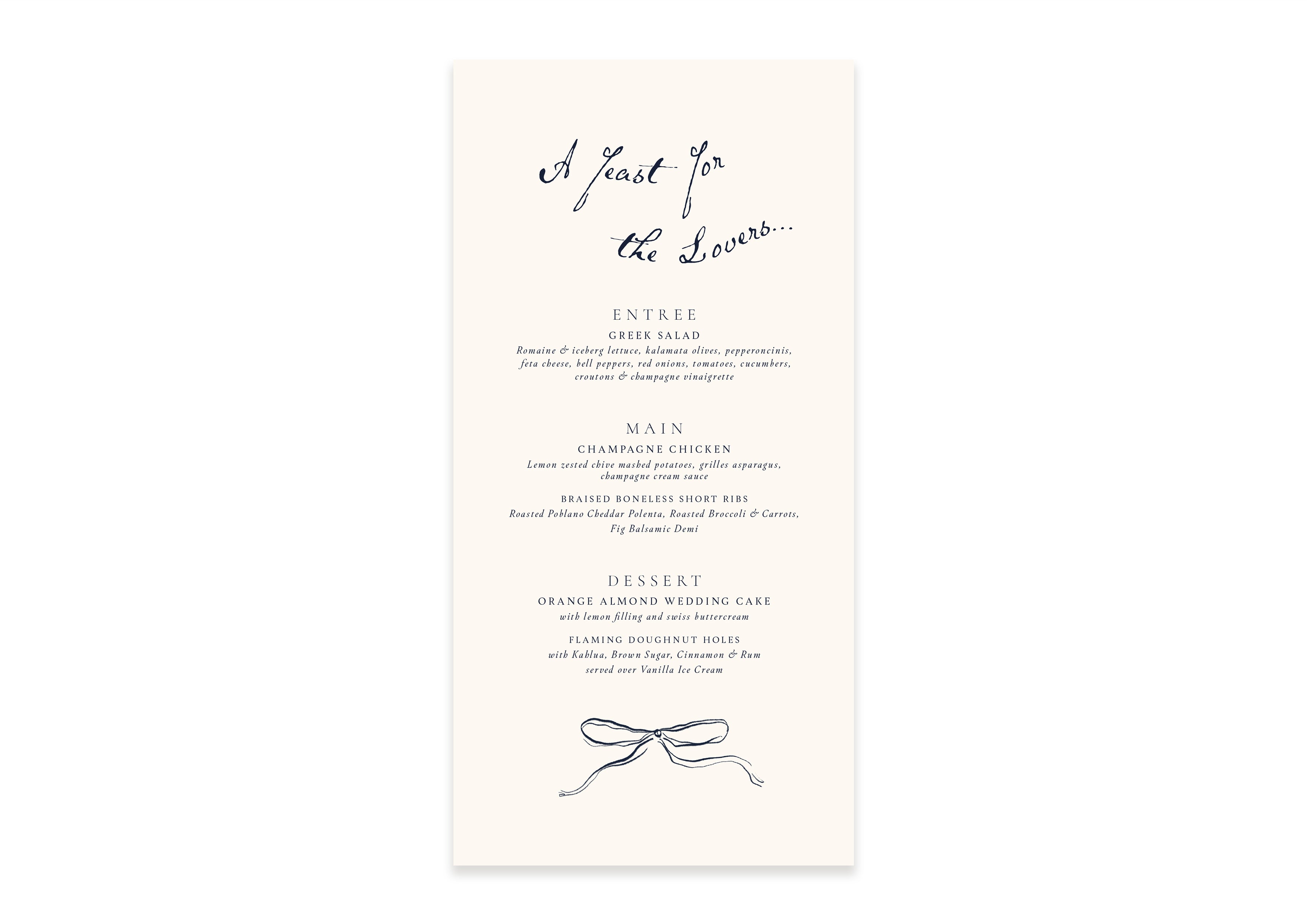 The Year Of The Bow  - Long Dinner Menu