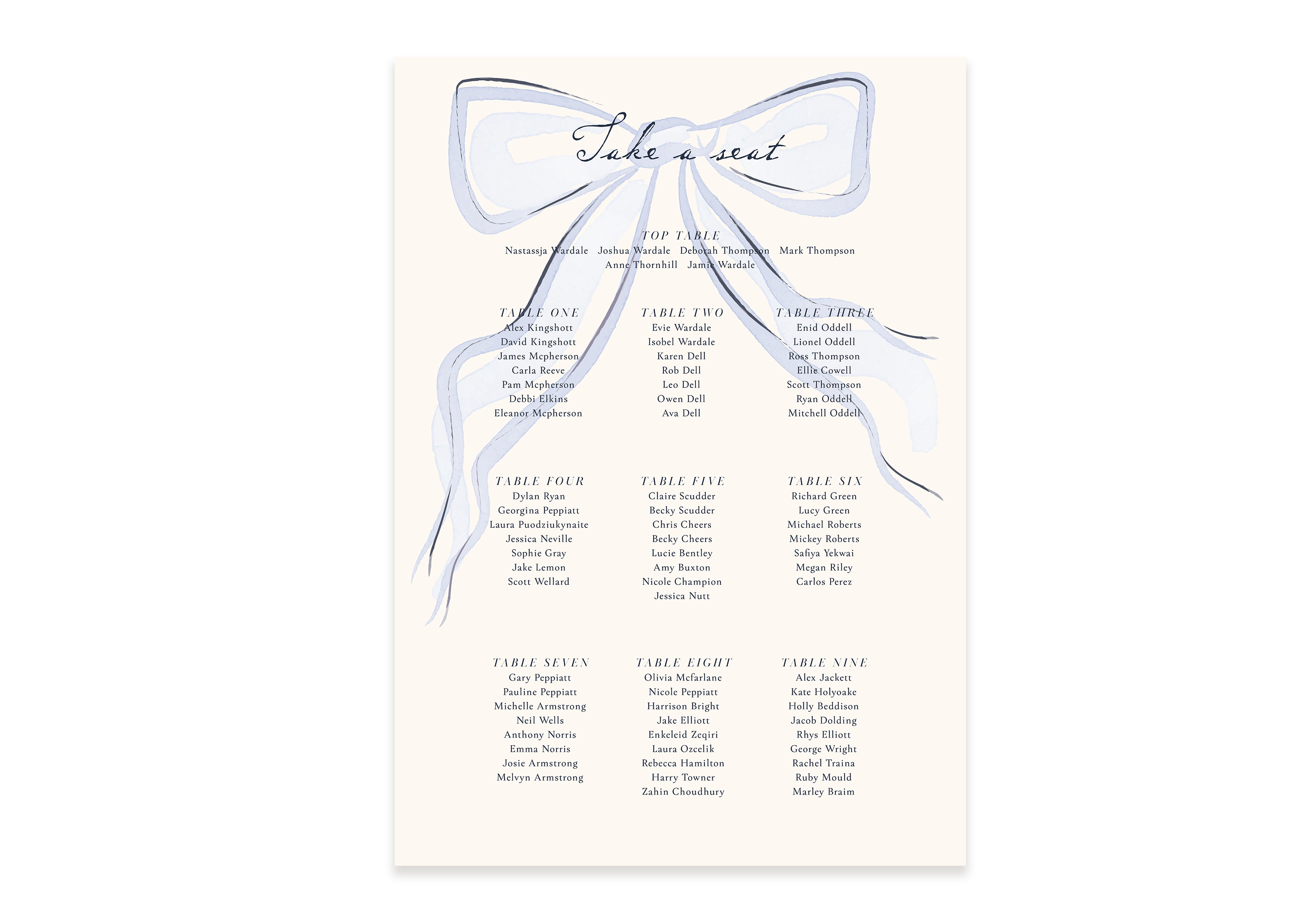 The Year Of The Bow - Table Plan (Print Yourself)