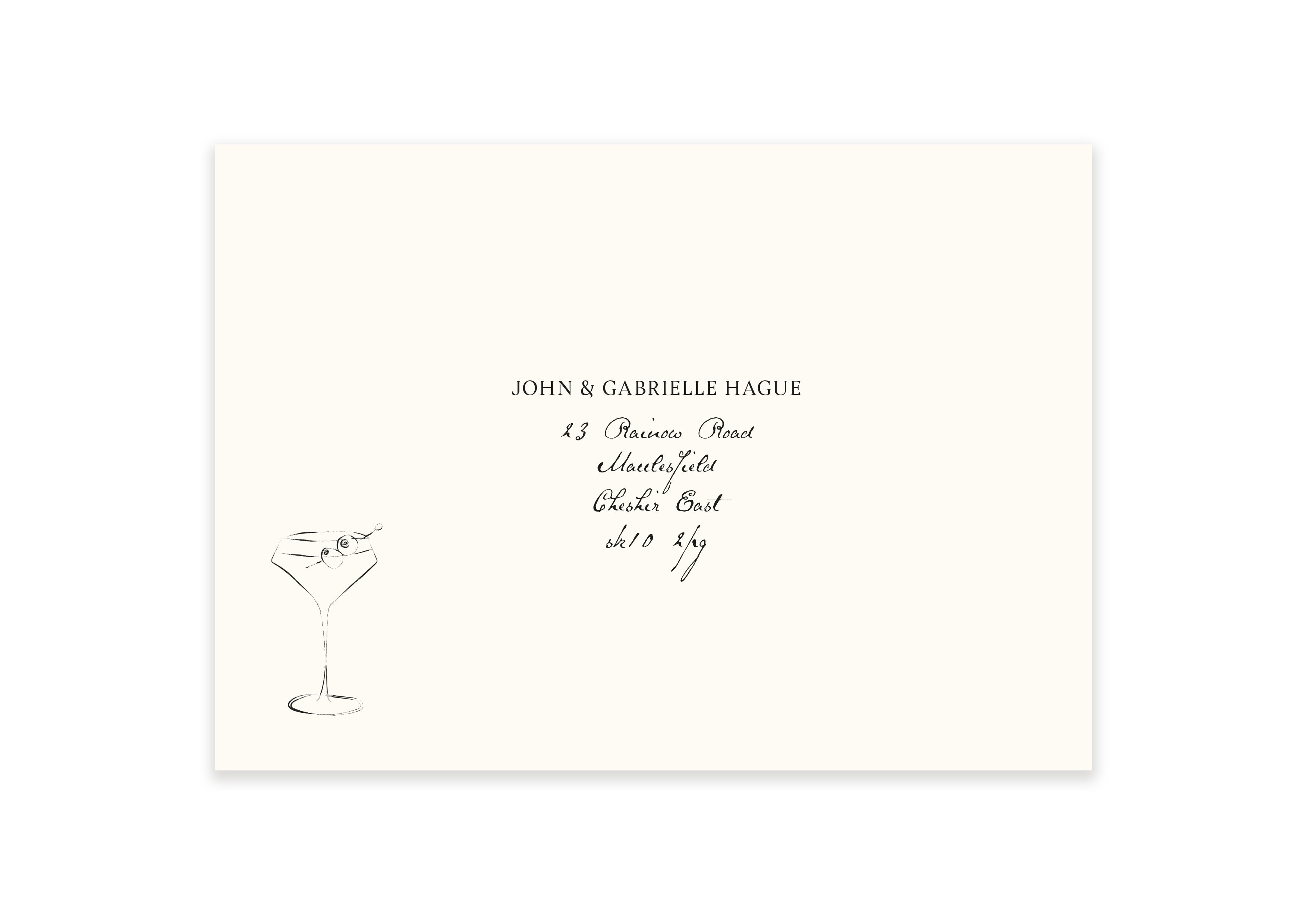 Mon Cheri - Martini Save The Date/Invite Envelope