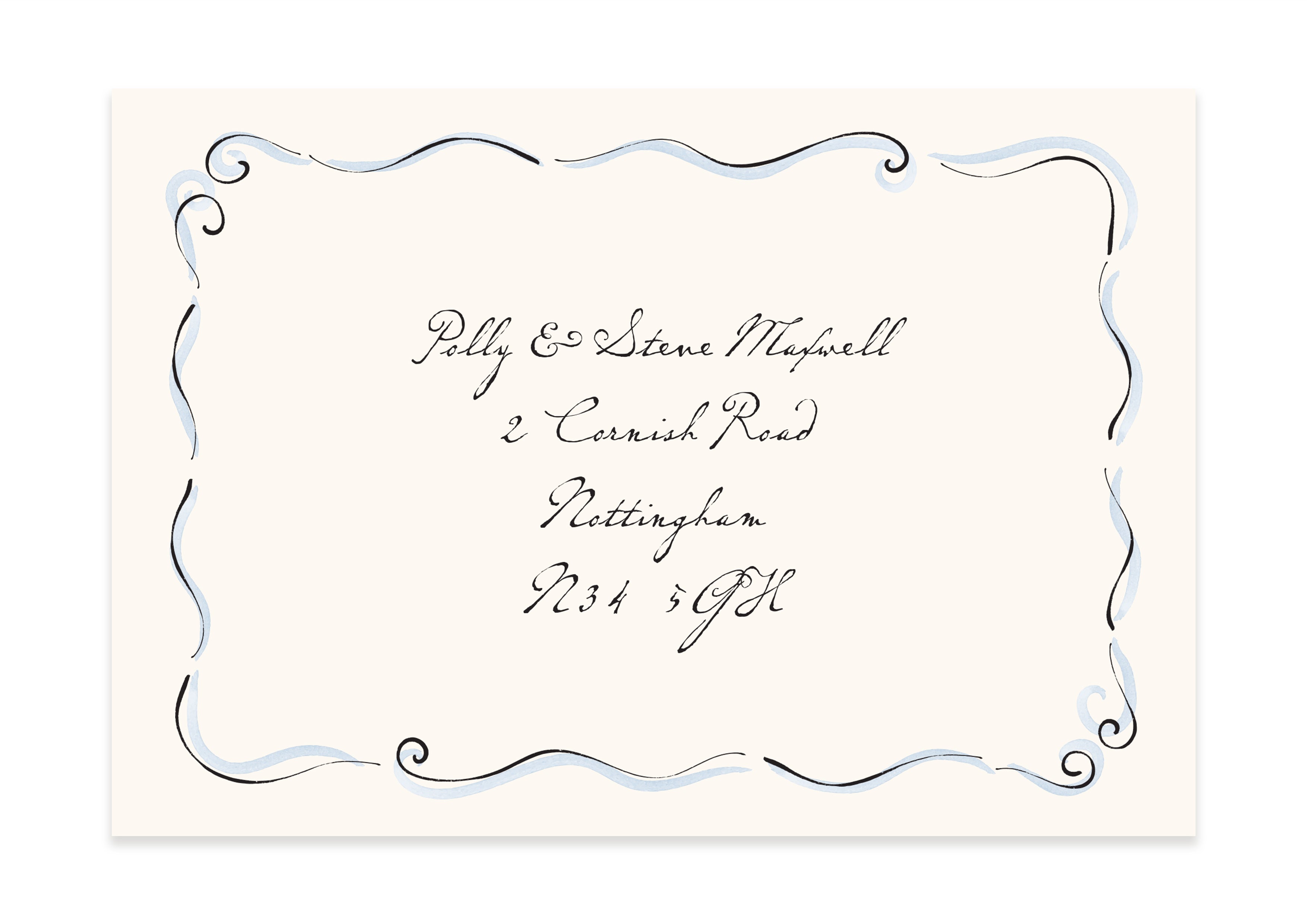 The Year Of The Bow - Swirl Border Personalised Invite / Save The Date Envelope