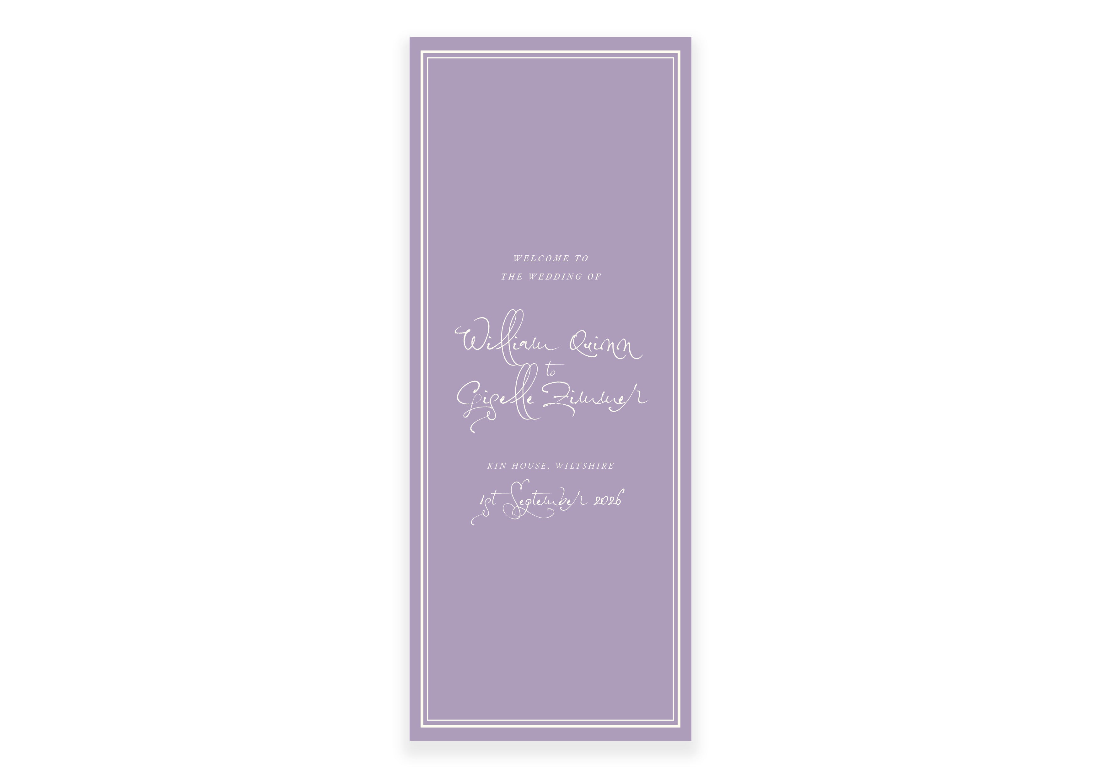 Mon Cheri  - Fabric Welcome Sign Dark Lavender
