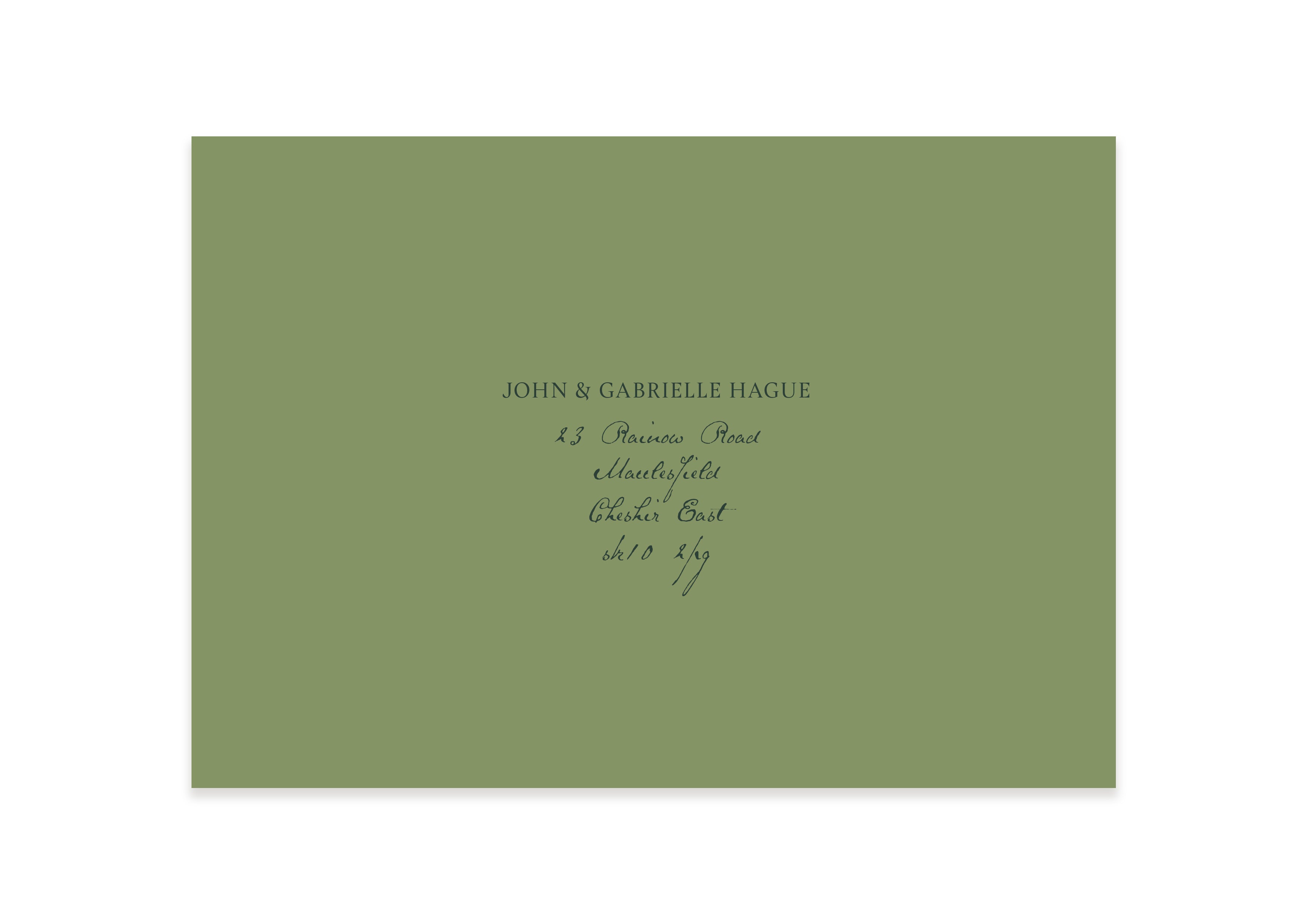 Mon Cheri - Moss Green Save The Date/Invite Envelope 2