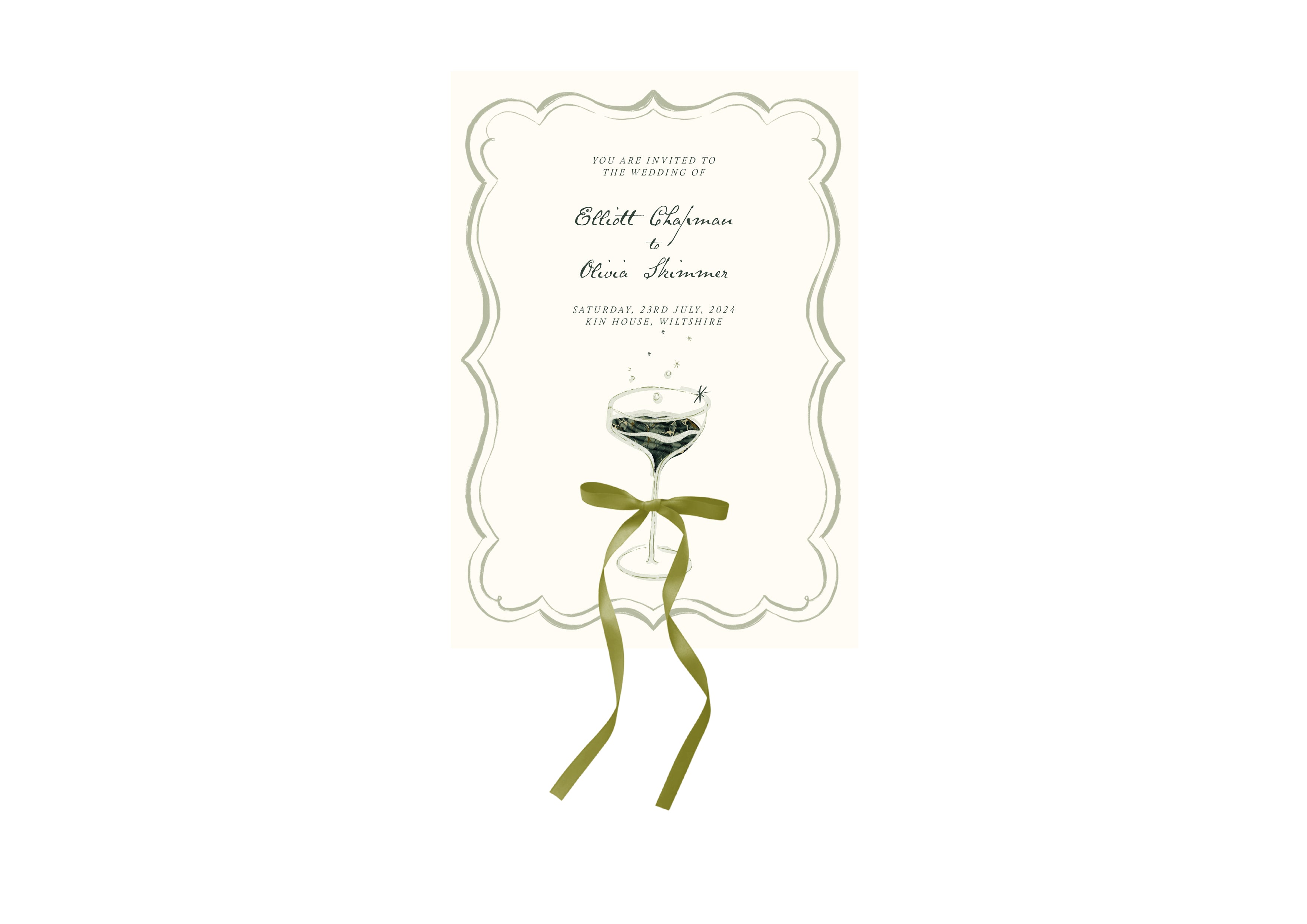 Mon Chéri - Green Invitation with Bow