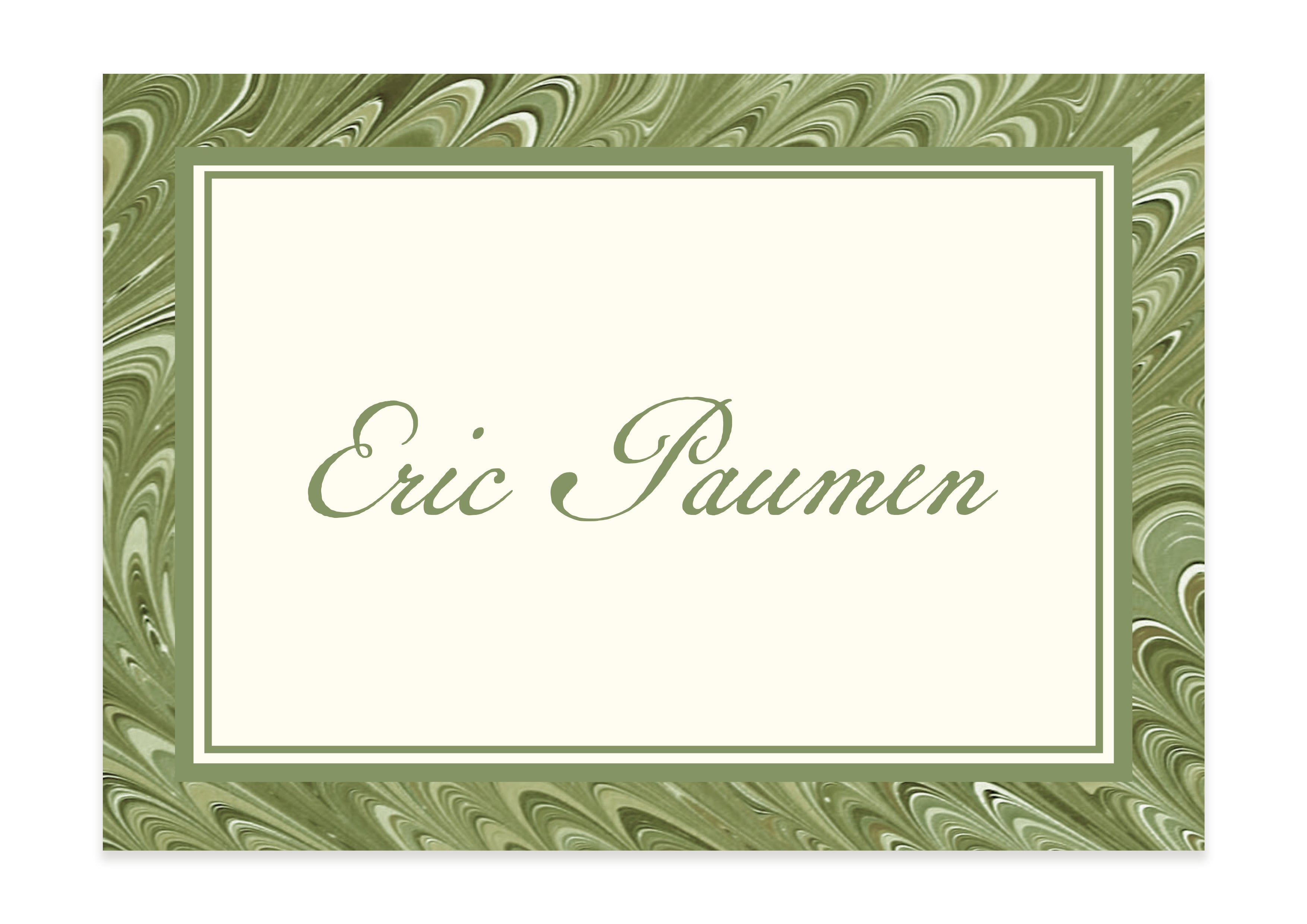 Mon Cheri -  Green Marble Name Card
