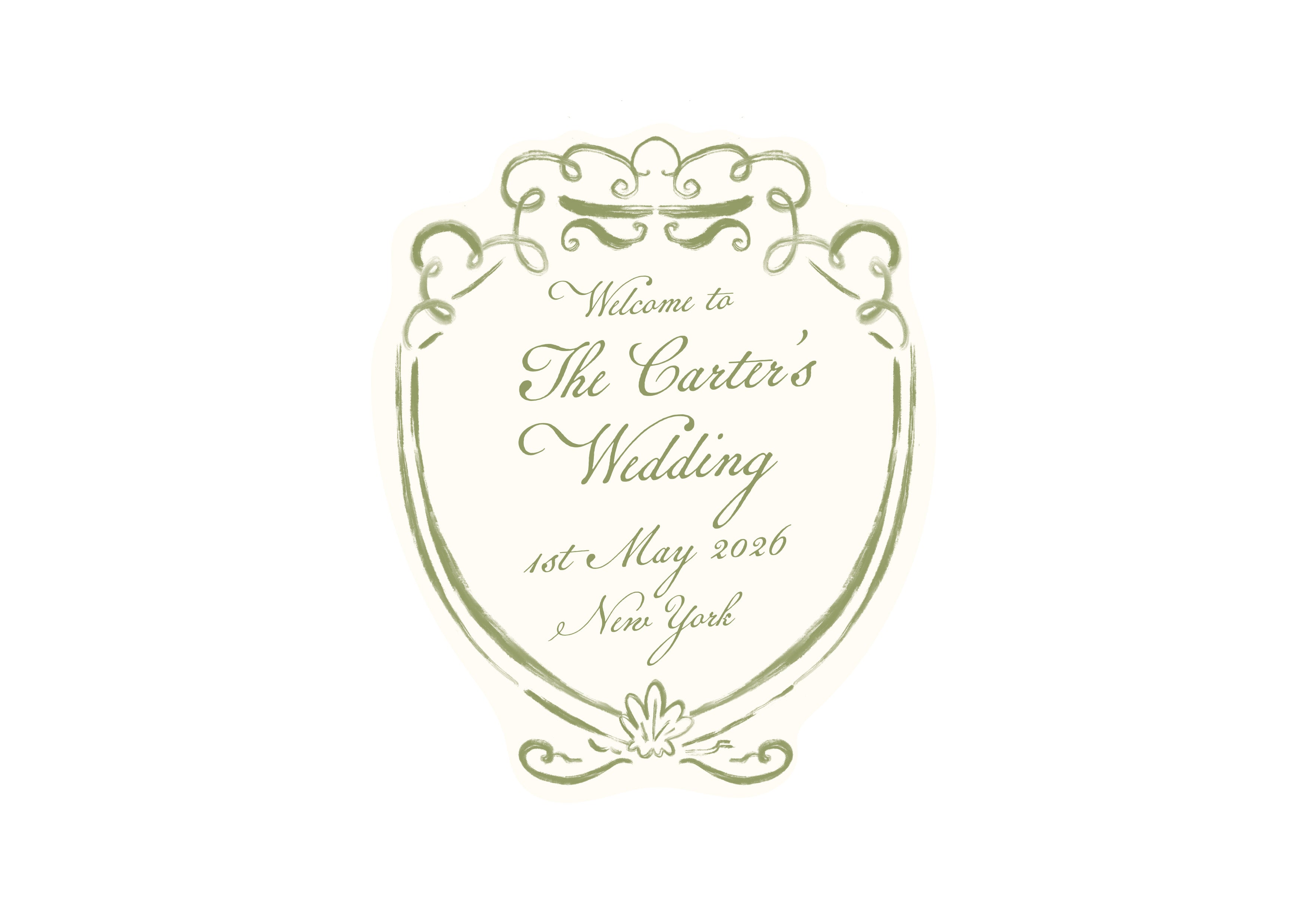 Mon Cheri  - Green Shaped Welcome Sign (Print Yourself)