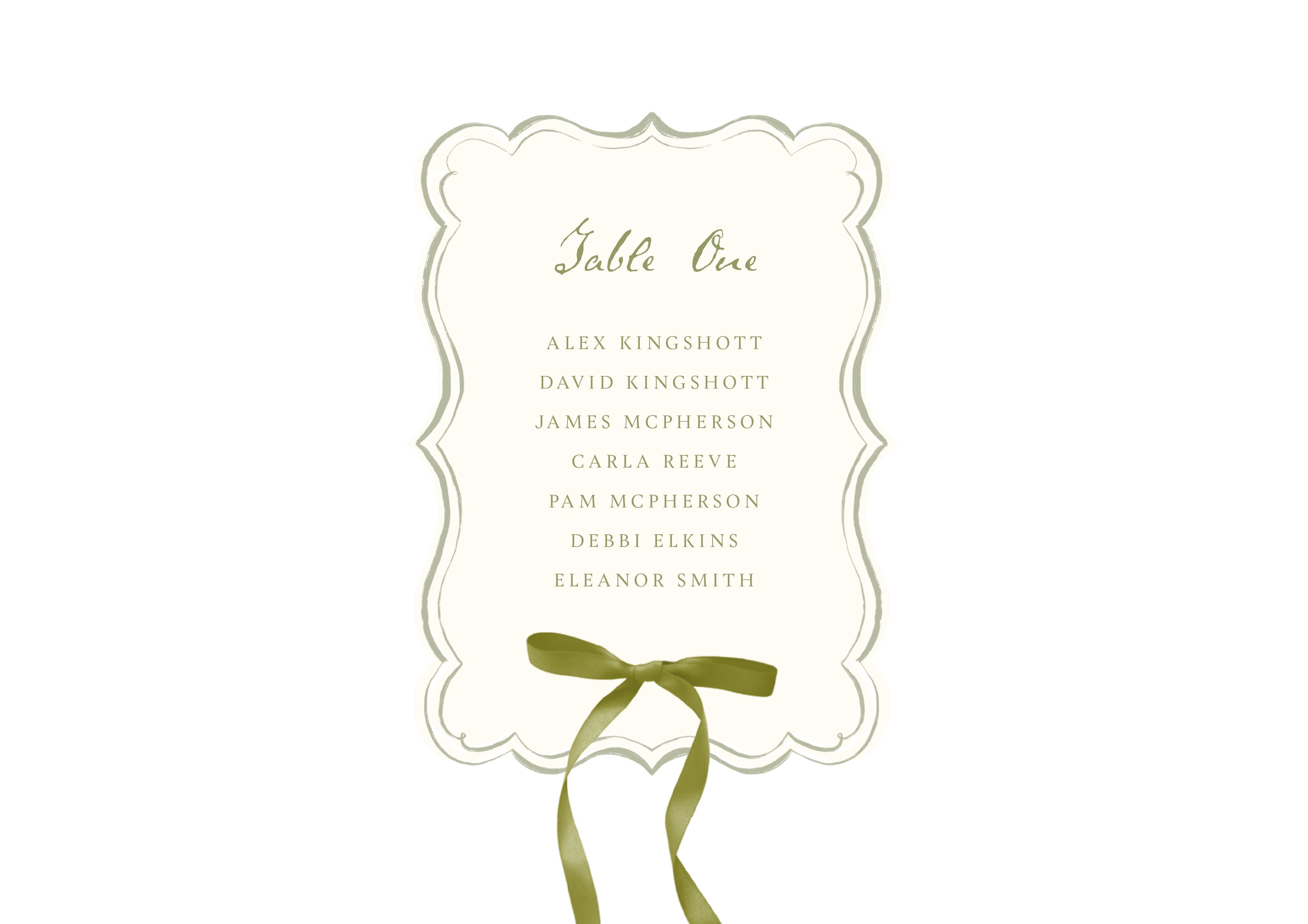 Mon Cheri -  Green Escort Table Cards