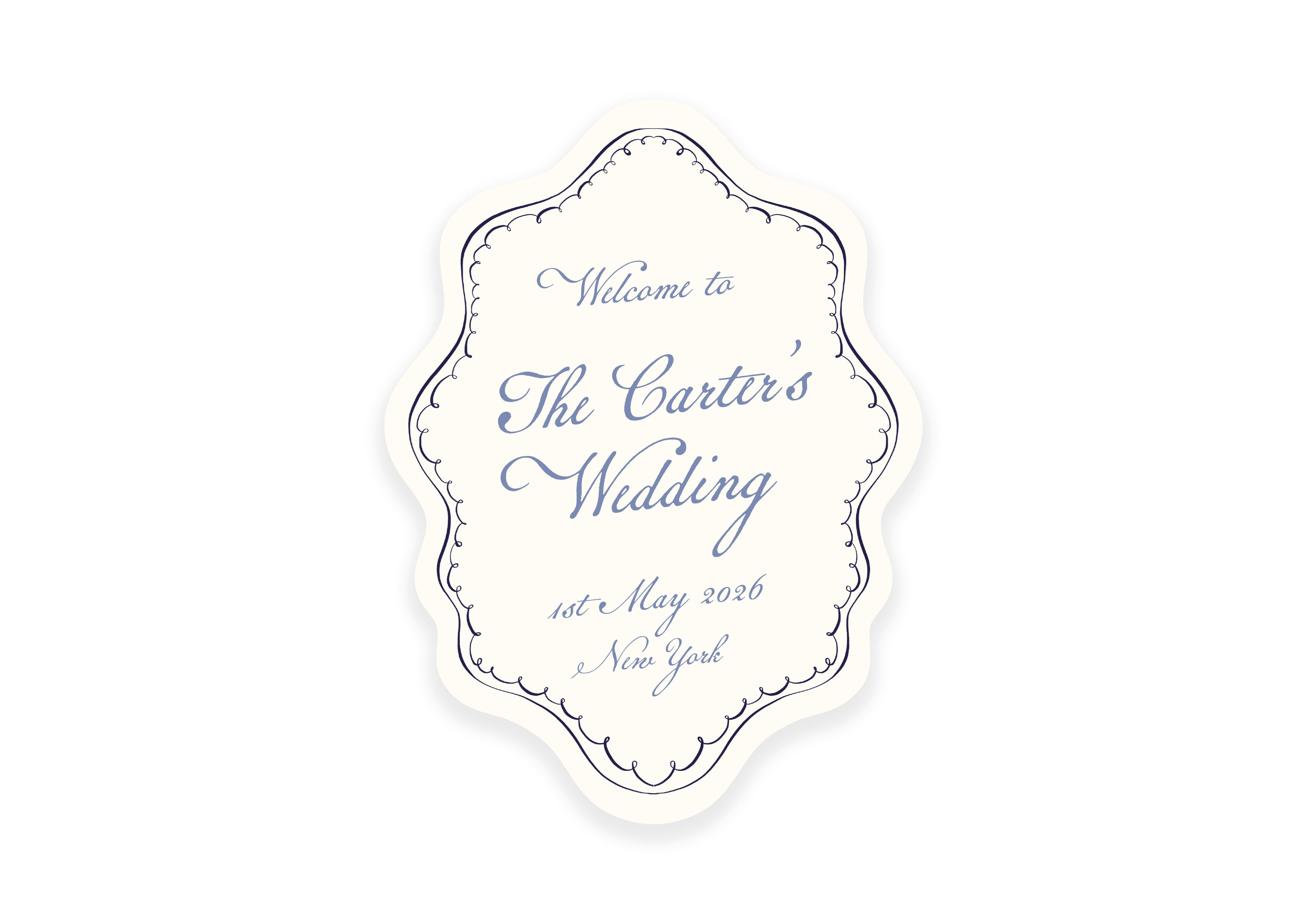 Mon Cheri  - Light Blue Shaped Welcome Sign (Print Yourself)