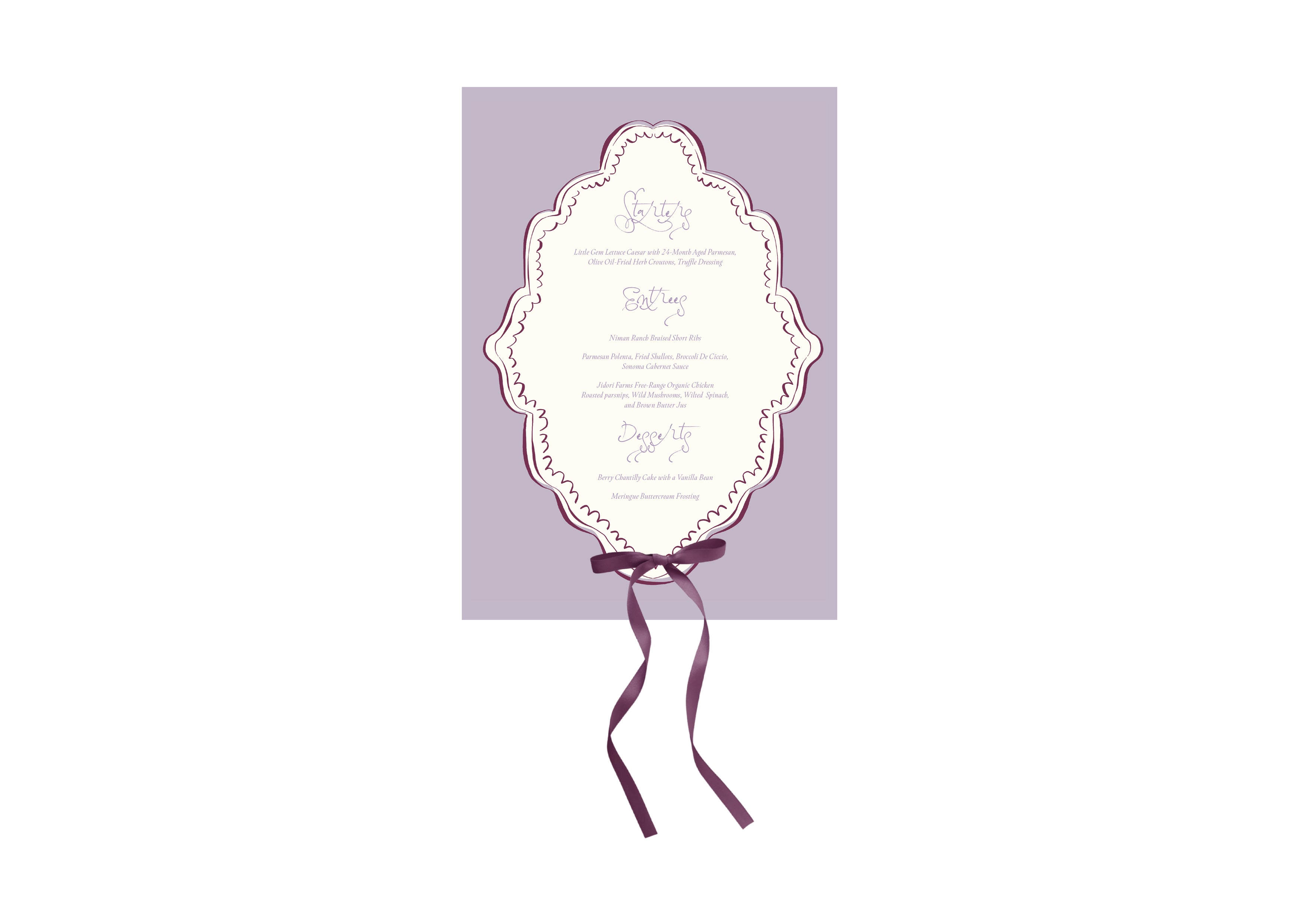 Mon Cheri  - Purple Border Menu with Bow