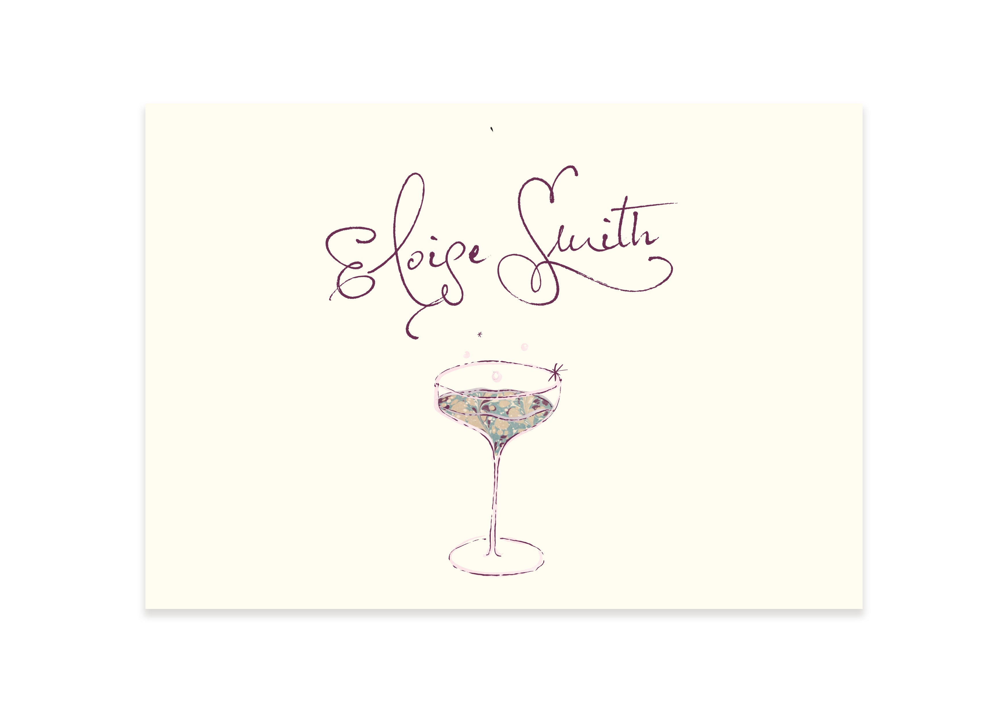 Mon Cheri -  Lilac Name Card with Champagne