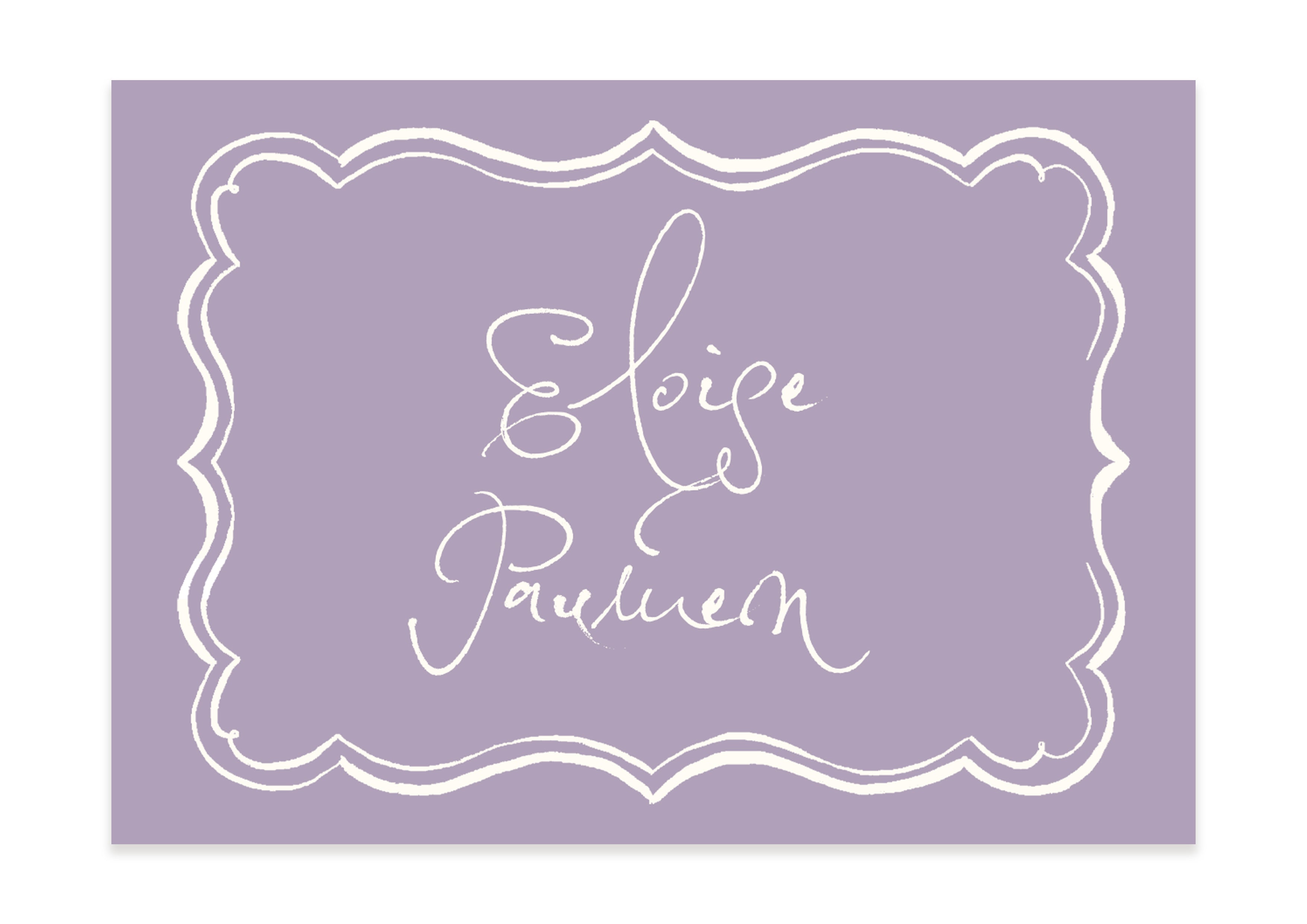 Mon Cheri -  Lilac Name Card with Border