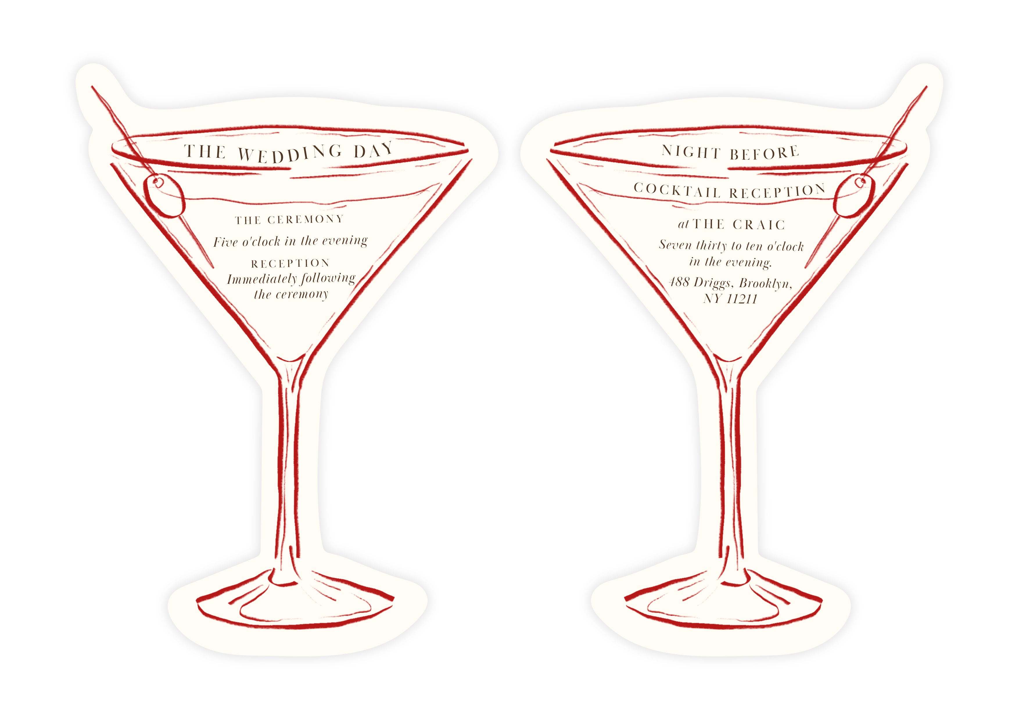 Mon Chéri - Red Martini Shaped Double-Sided Details Slip