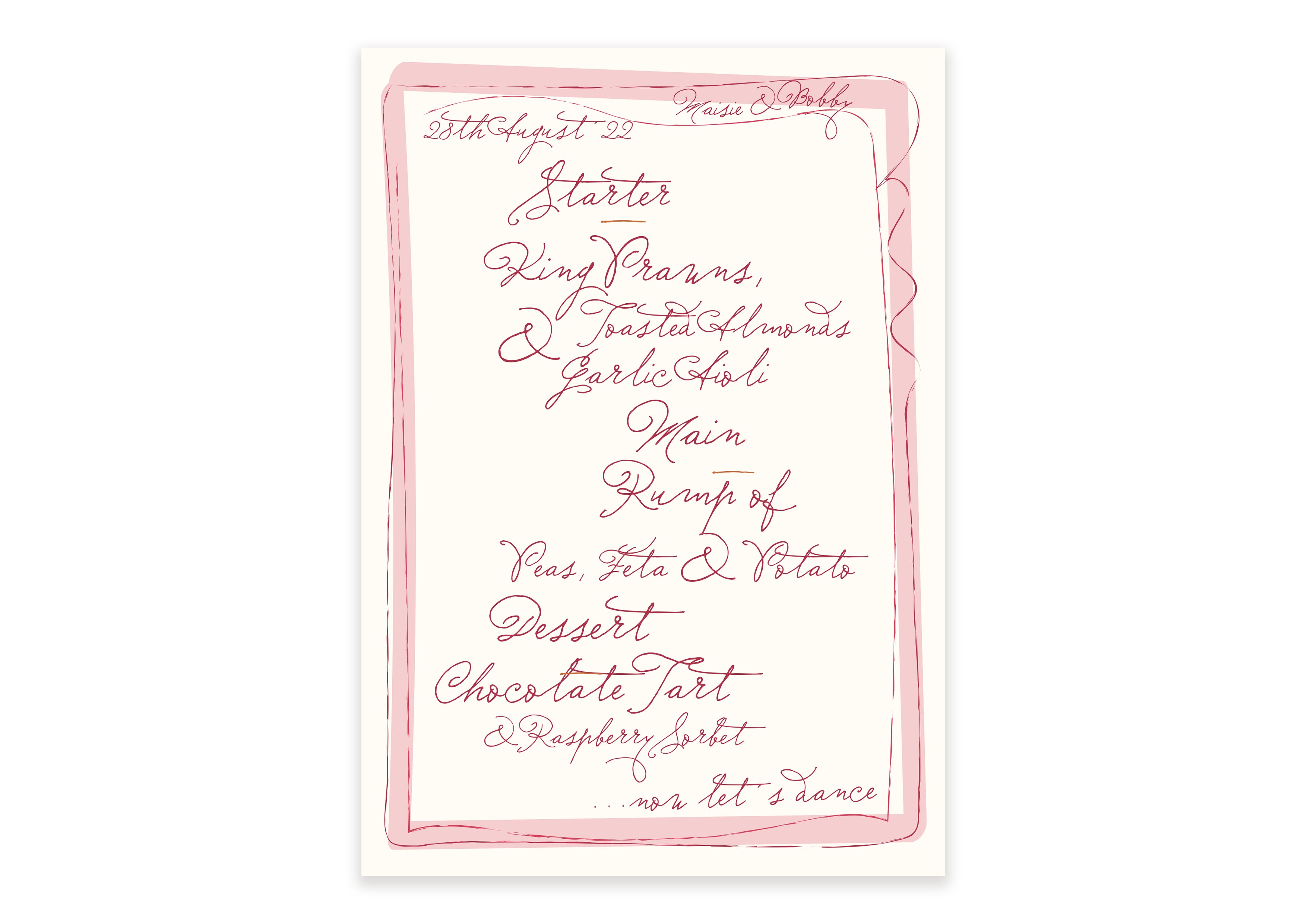 Ten Story Signature   - Menu with Border - Pink