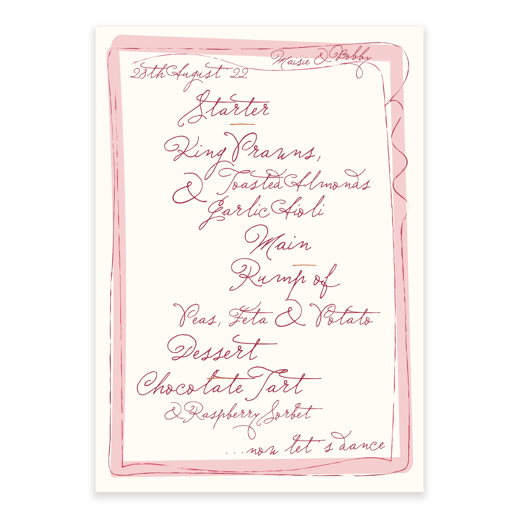 Ten Story Signature   - Menu with Border - Pink