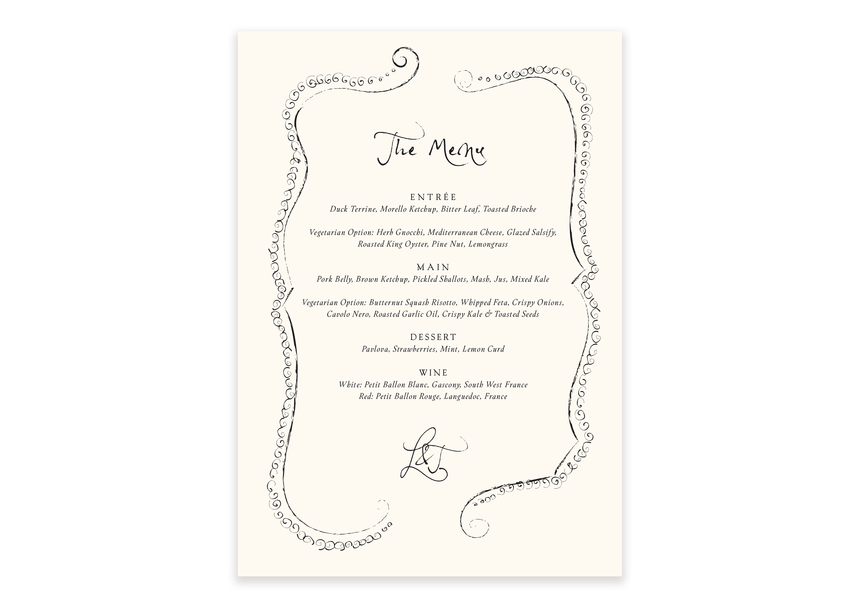 Soirée Romantique  - Menu with Border