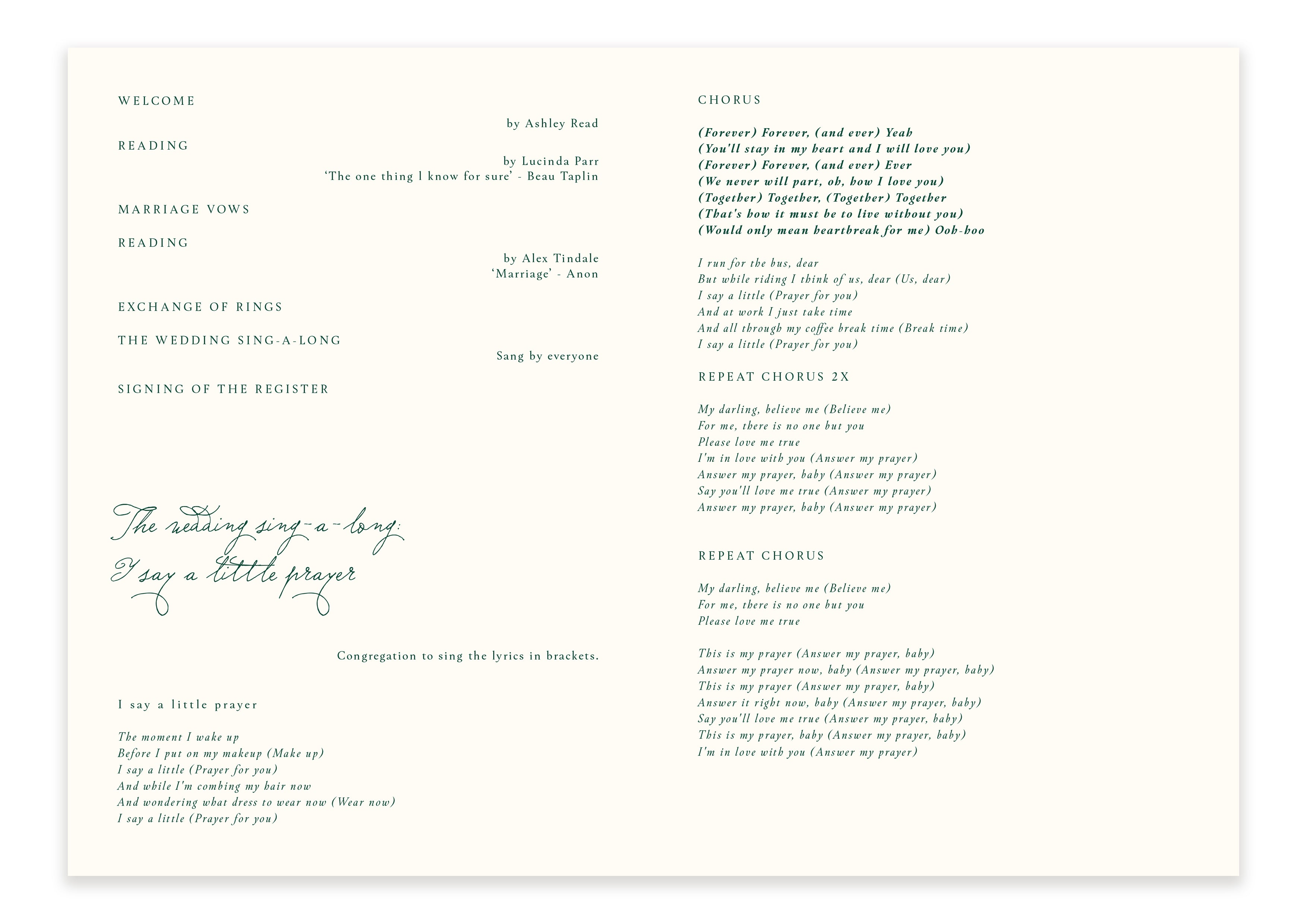 Ten Story Signature  - Ceremony Booklet