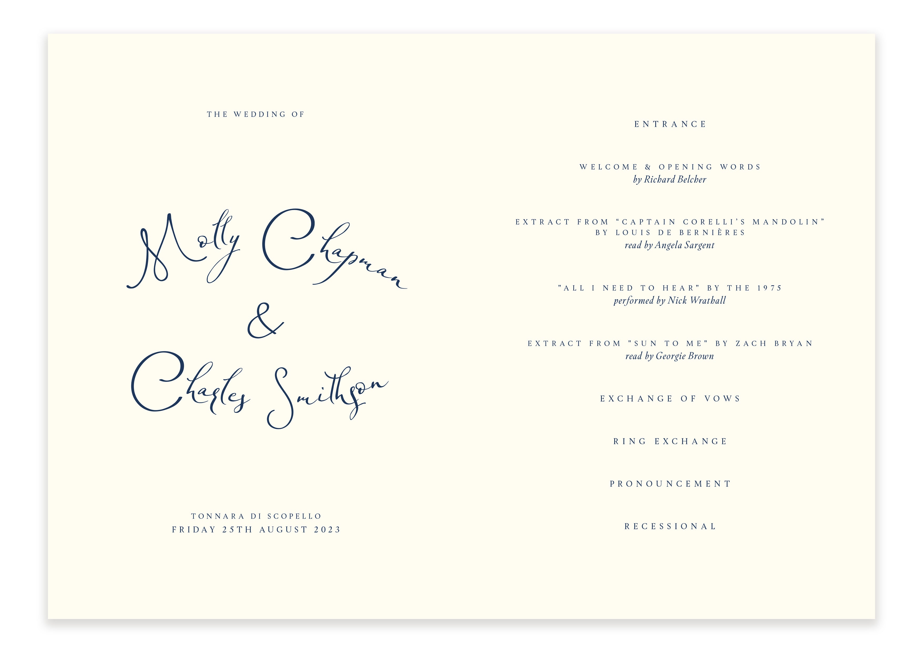 Destination  - Ceremony Booklet