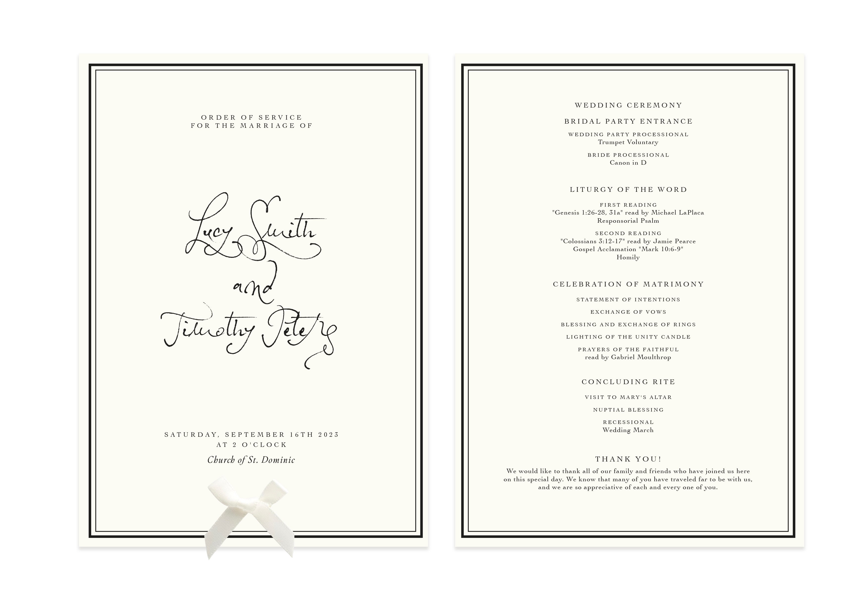 Soirée Romantique - Ceremony Leaflet
