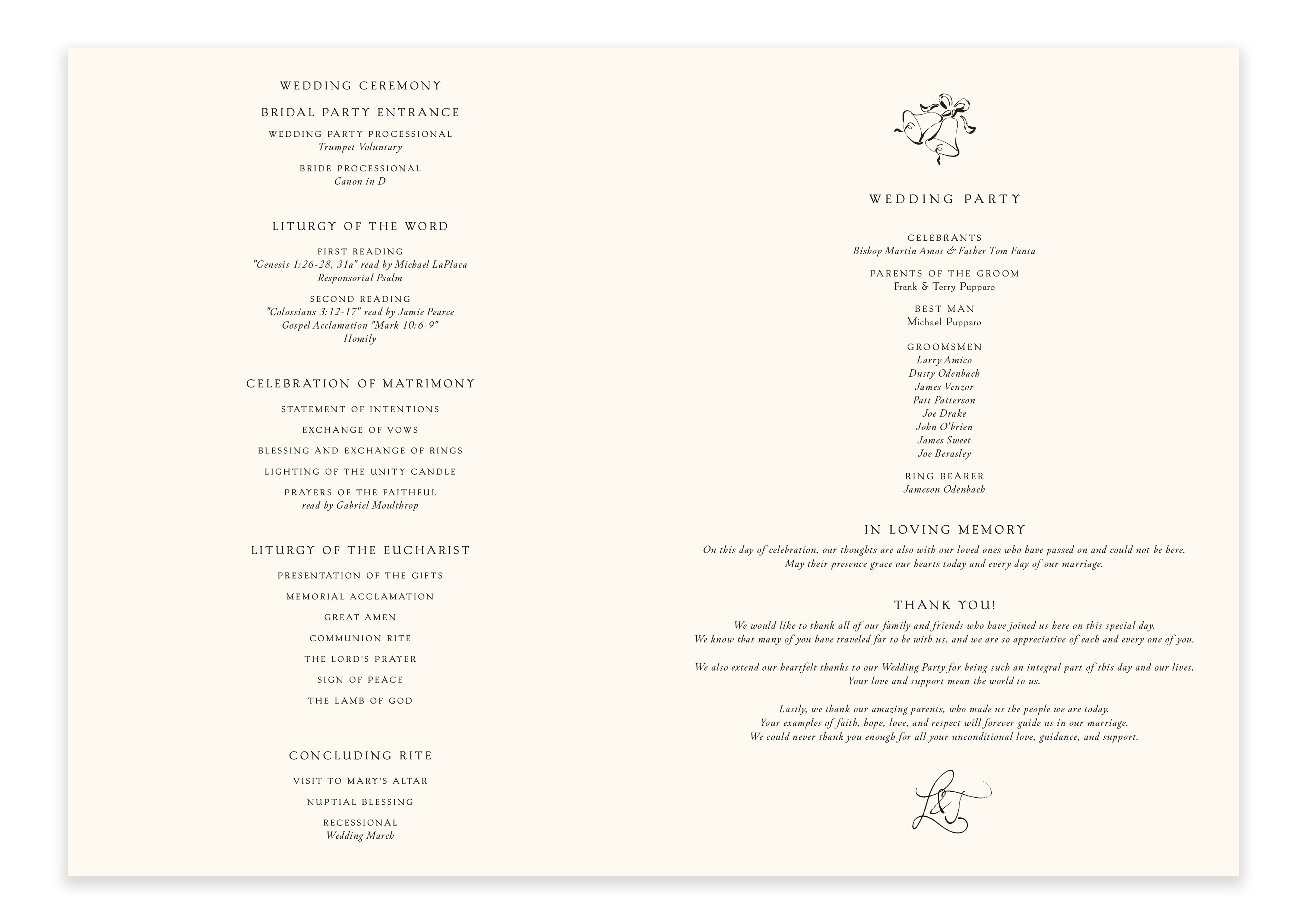 Soirée Romantique  - Ceremony Booklet