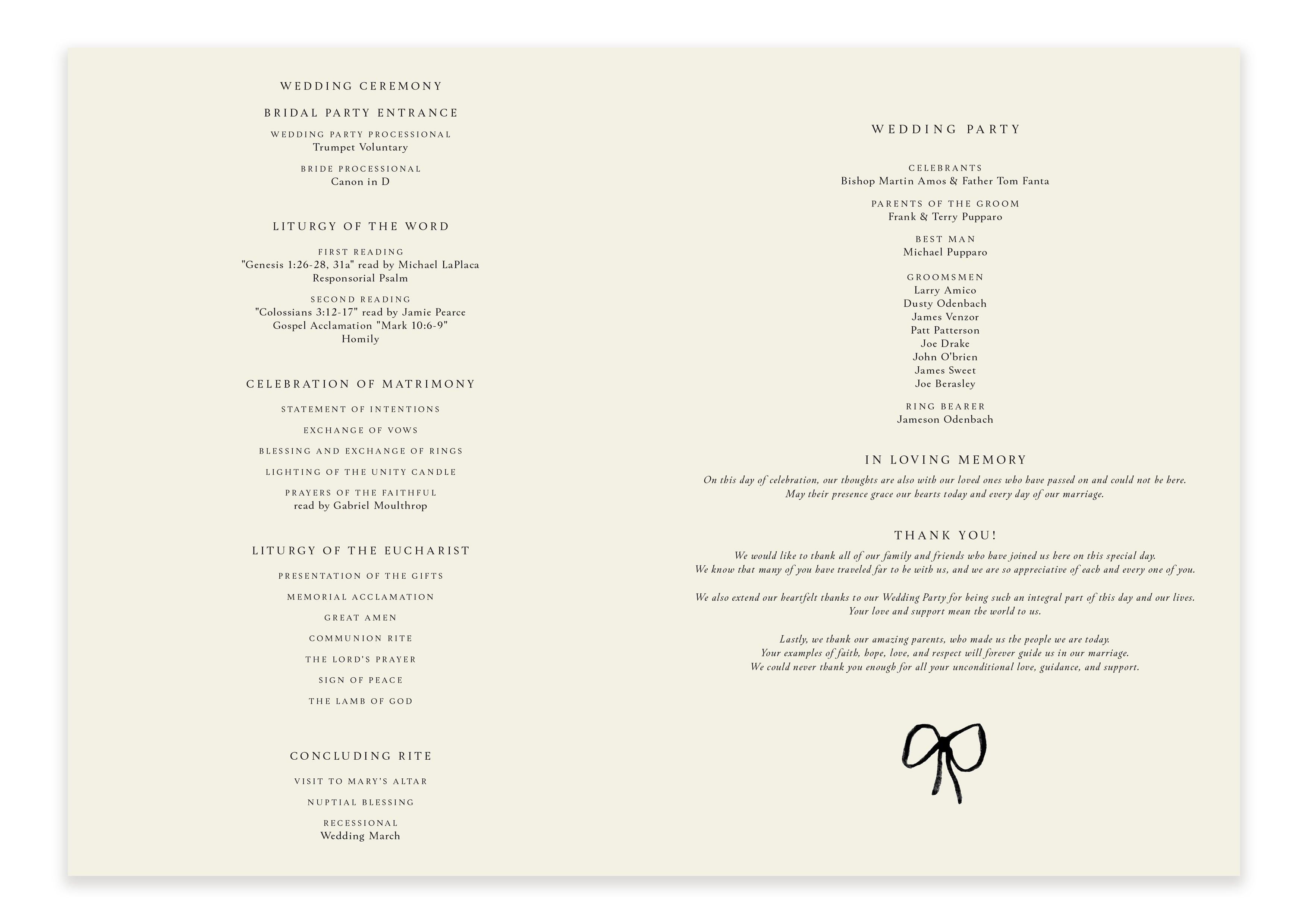 Set Gabrielle  - Ceremony Booklet