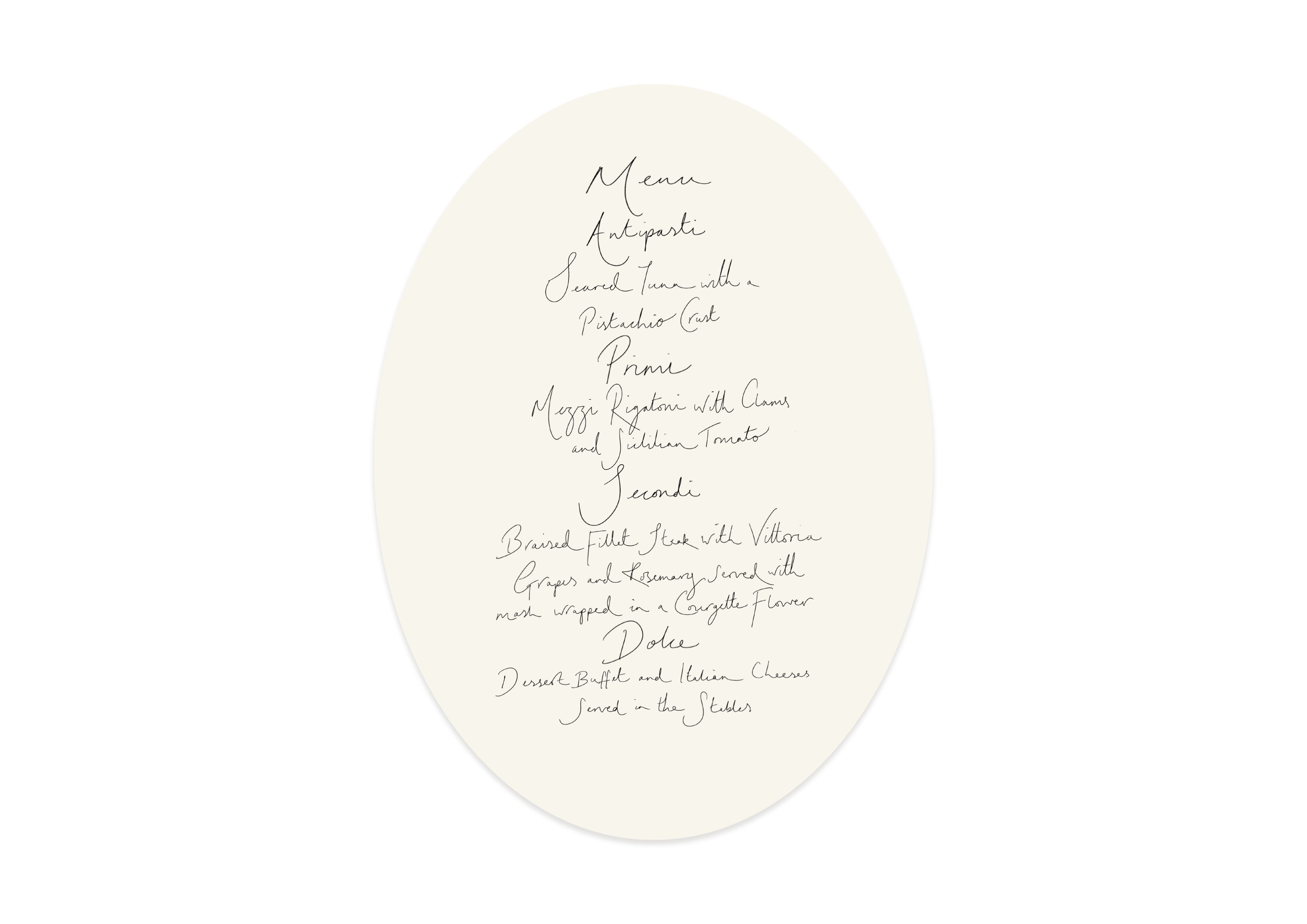 Handwritten Set  - Shaped Menus