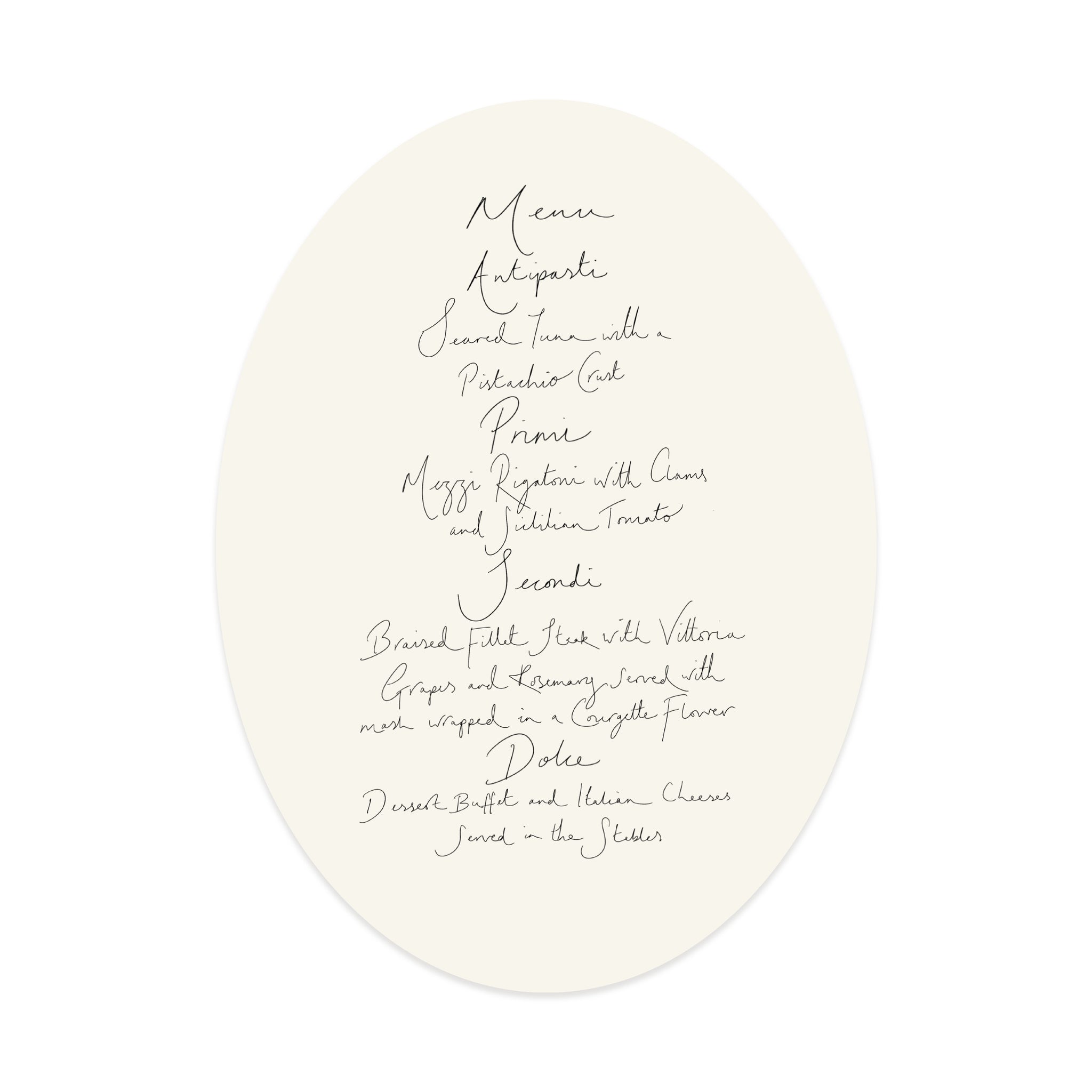 Handwritten Set  - Shaped Menus