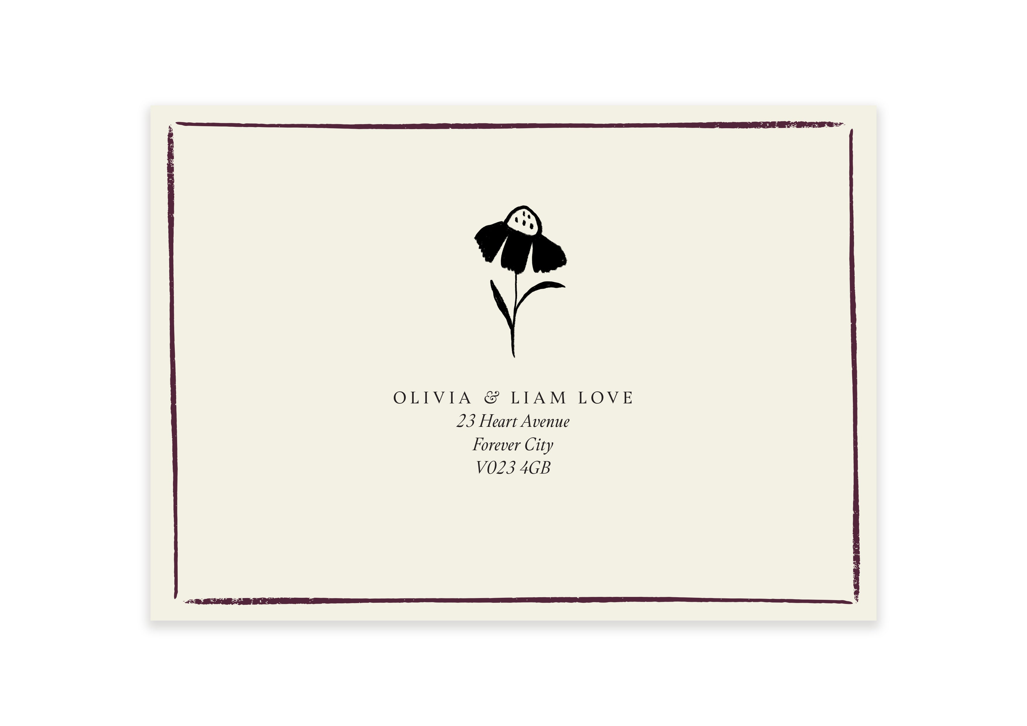 Set Gabrielle - Personalised Invited / Save The Date Envelope with Flower