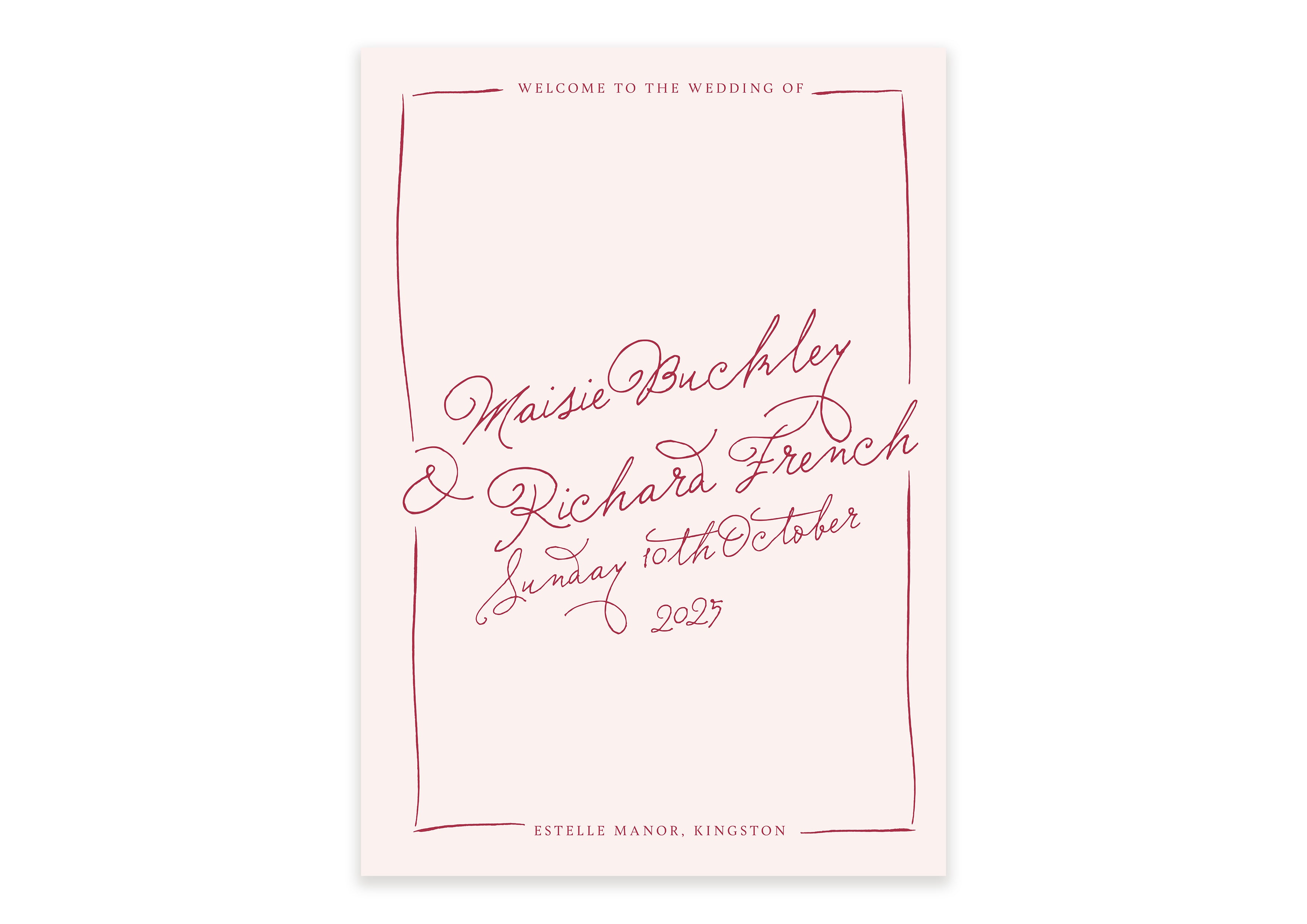 Ten Story Signature  - Digital Welcome Sign (Print Yourself) - Pink Border