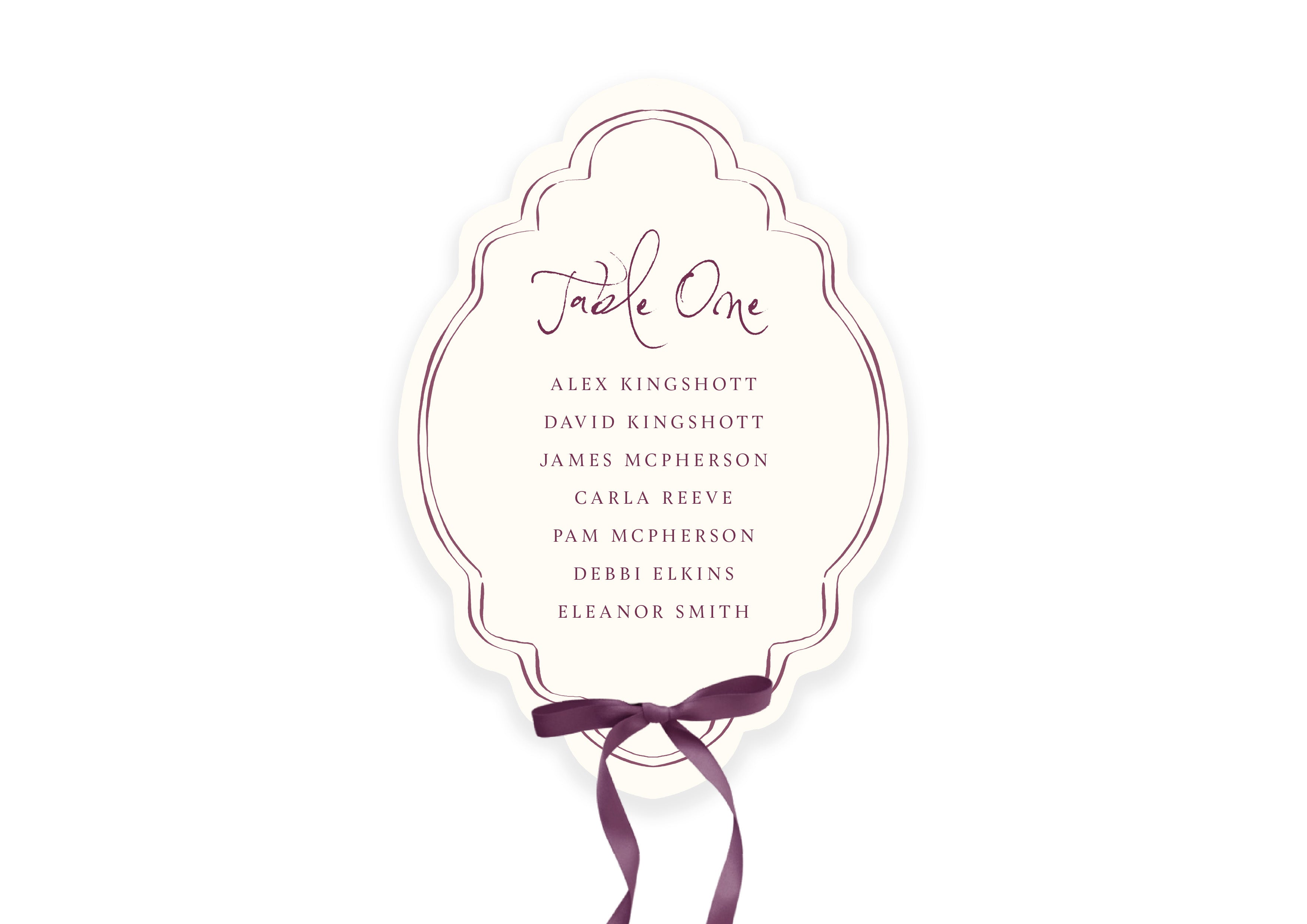 Mon Cheri -  Purple Escort Table Cards with Bow