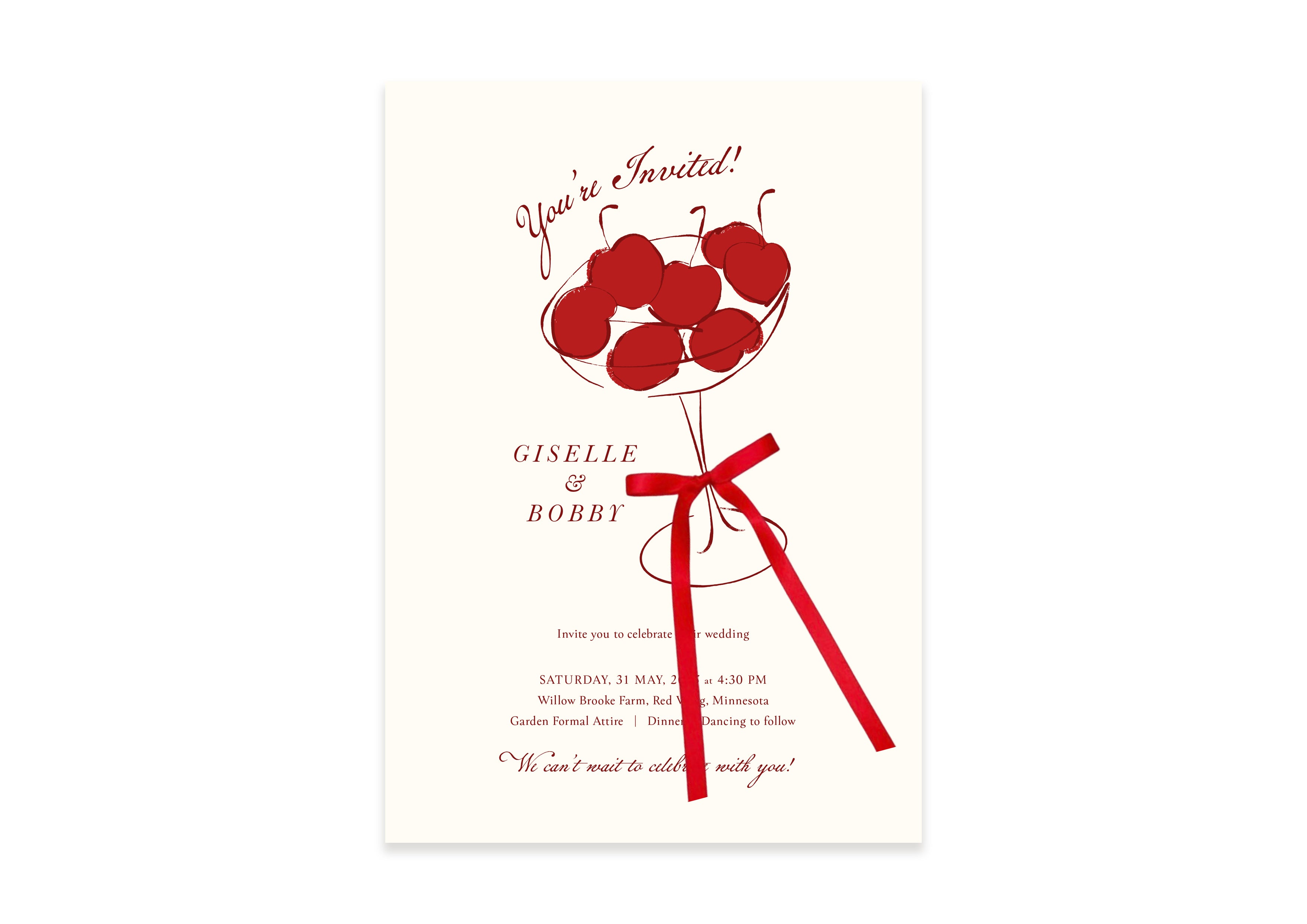 Mon Chéri - Red Invitation with Bow