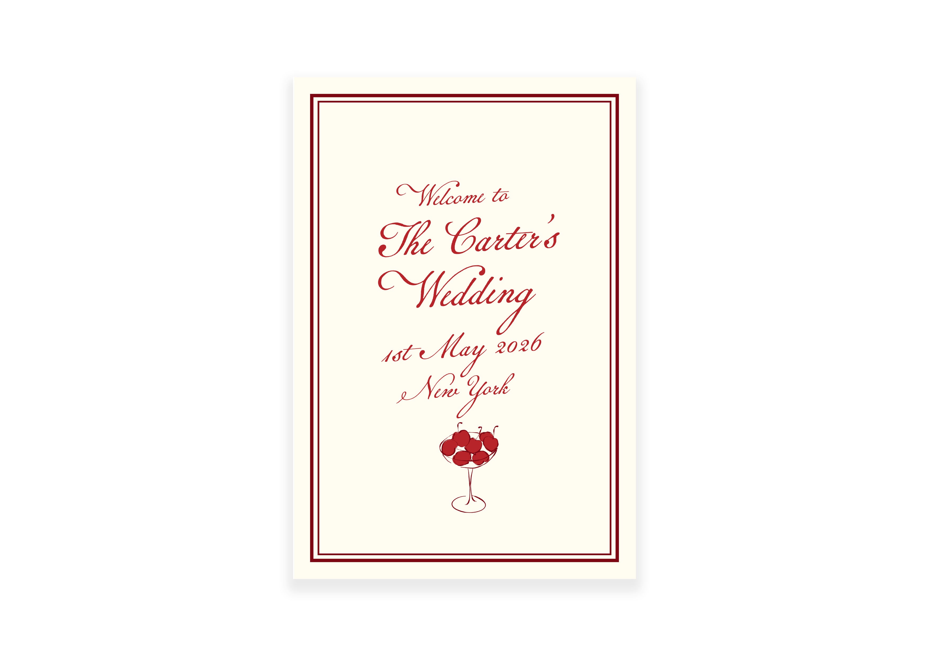 Mon Cheri  - Red A1 Welcome Sign (Print Yourself)