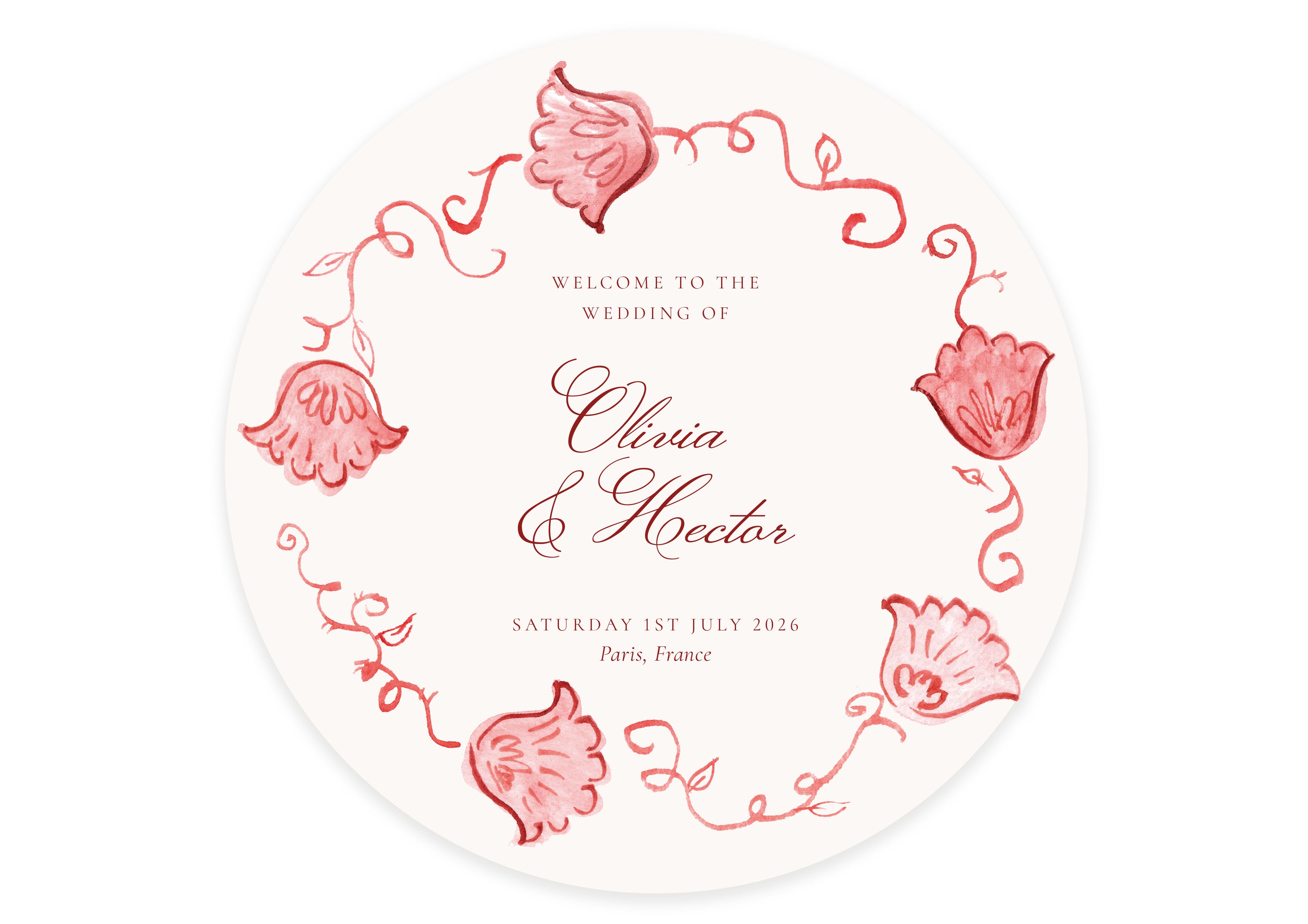 Dinner In Paris  - Round Digital Welcome Sign (Print Yourself)