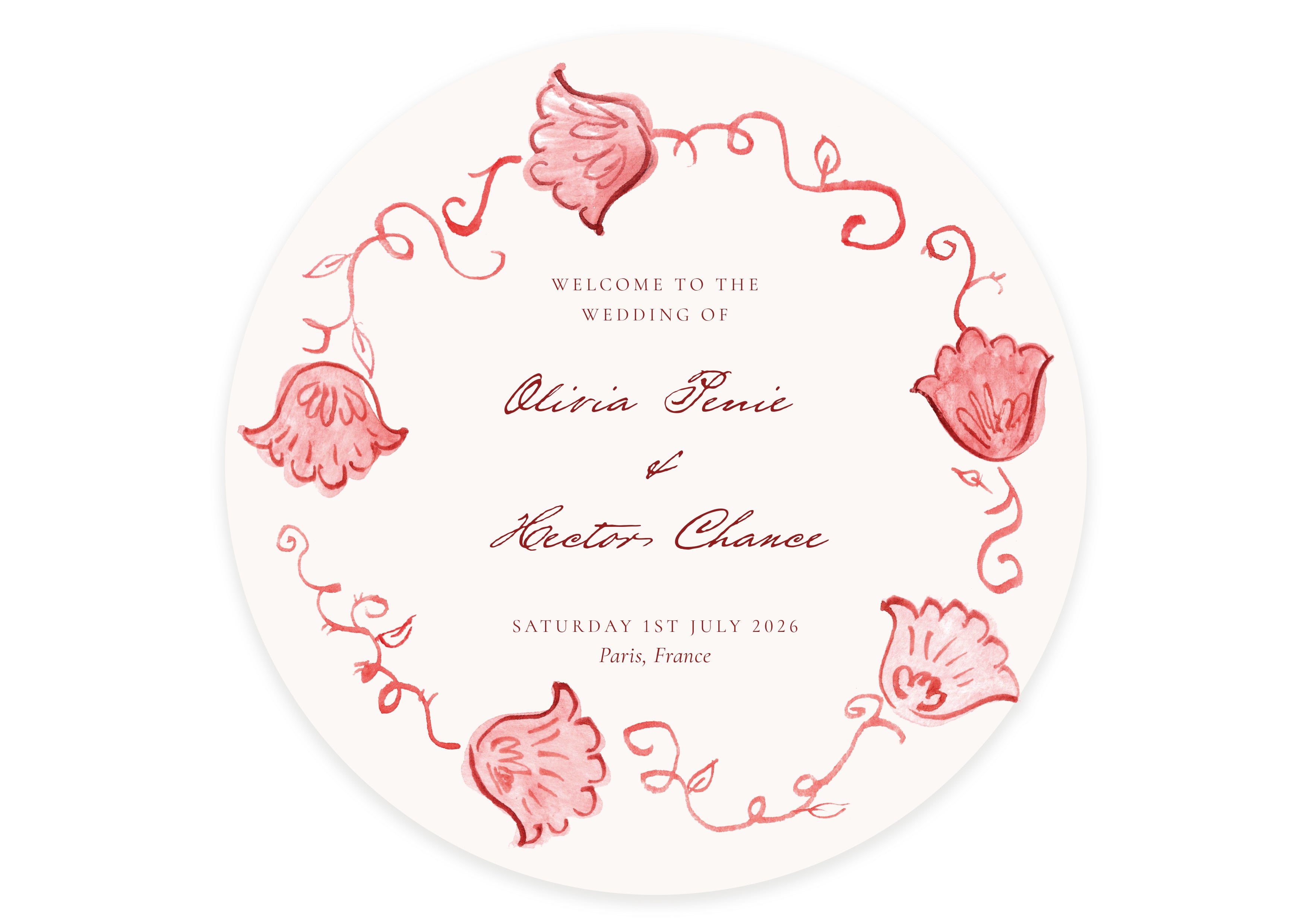 Dinner In Paris  - Round Digital Welcome Sign (Print Yourself)