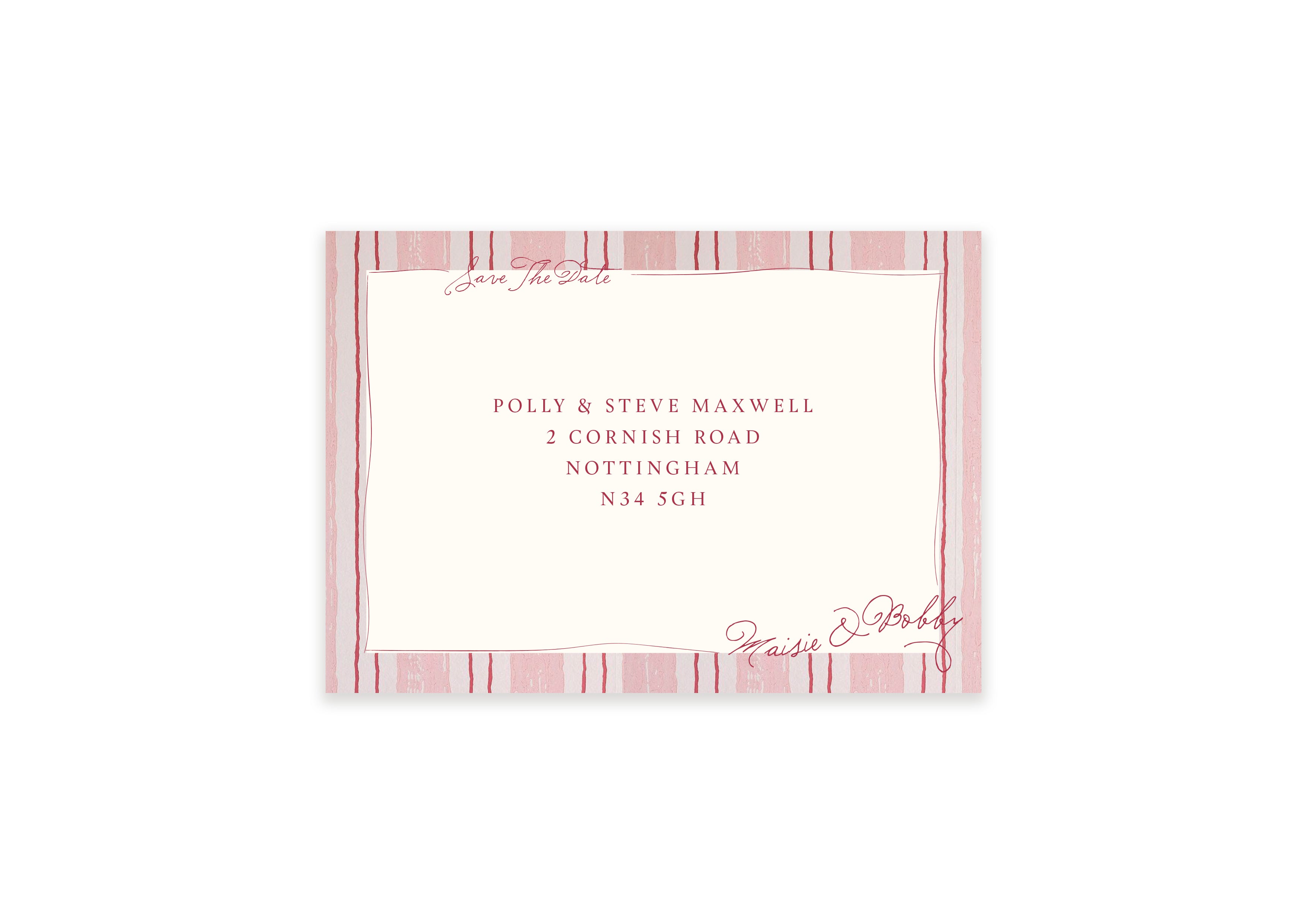 Ten Story Signature - Personalised Save The Date Envelope - Pink