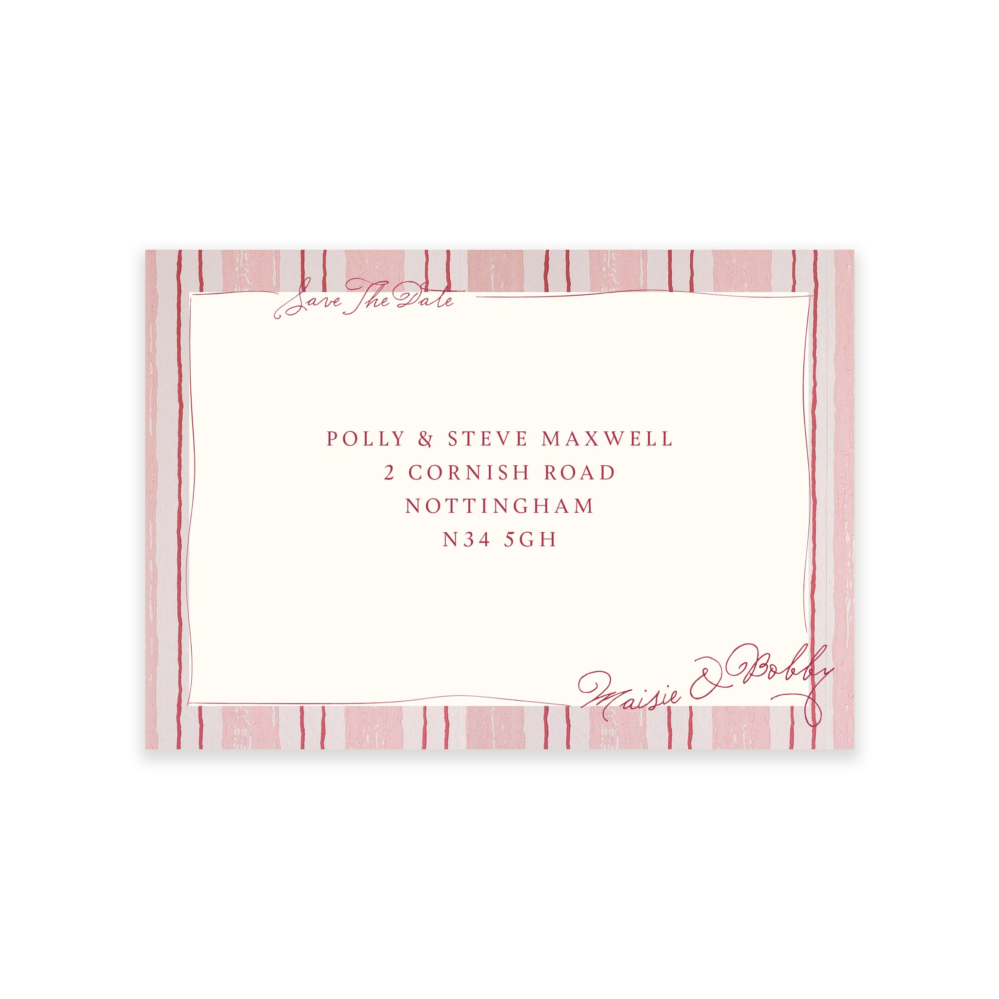 Ten Story Signature - Personalised Save The Date Envelope - Pink