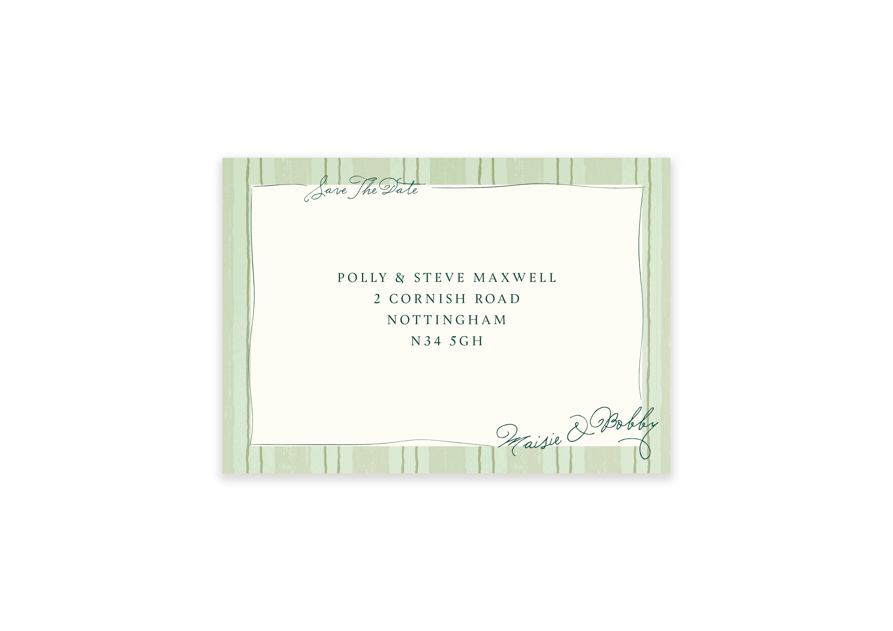 Ten Story Signature - Personalised Save The Date Envelope - Green