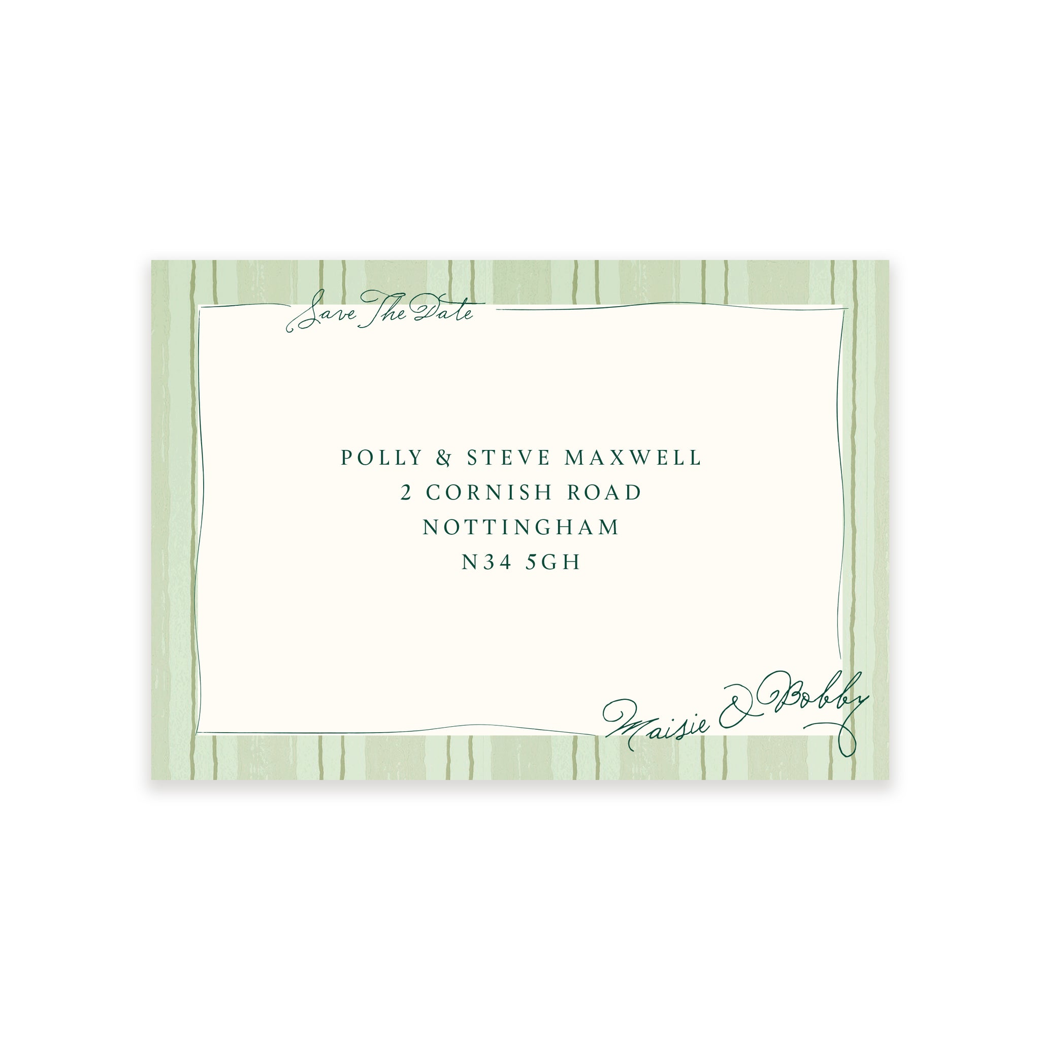 Ten Story Signature - Personalised Save The Date Envelope - Green