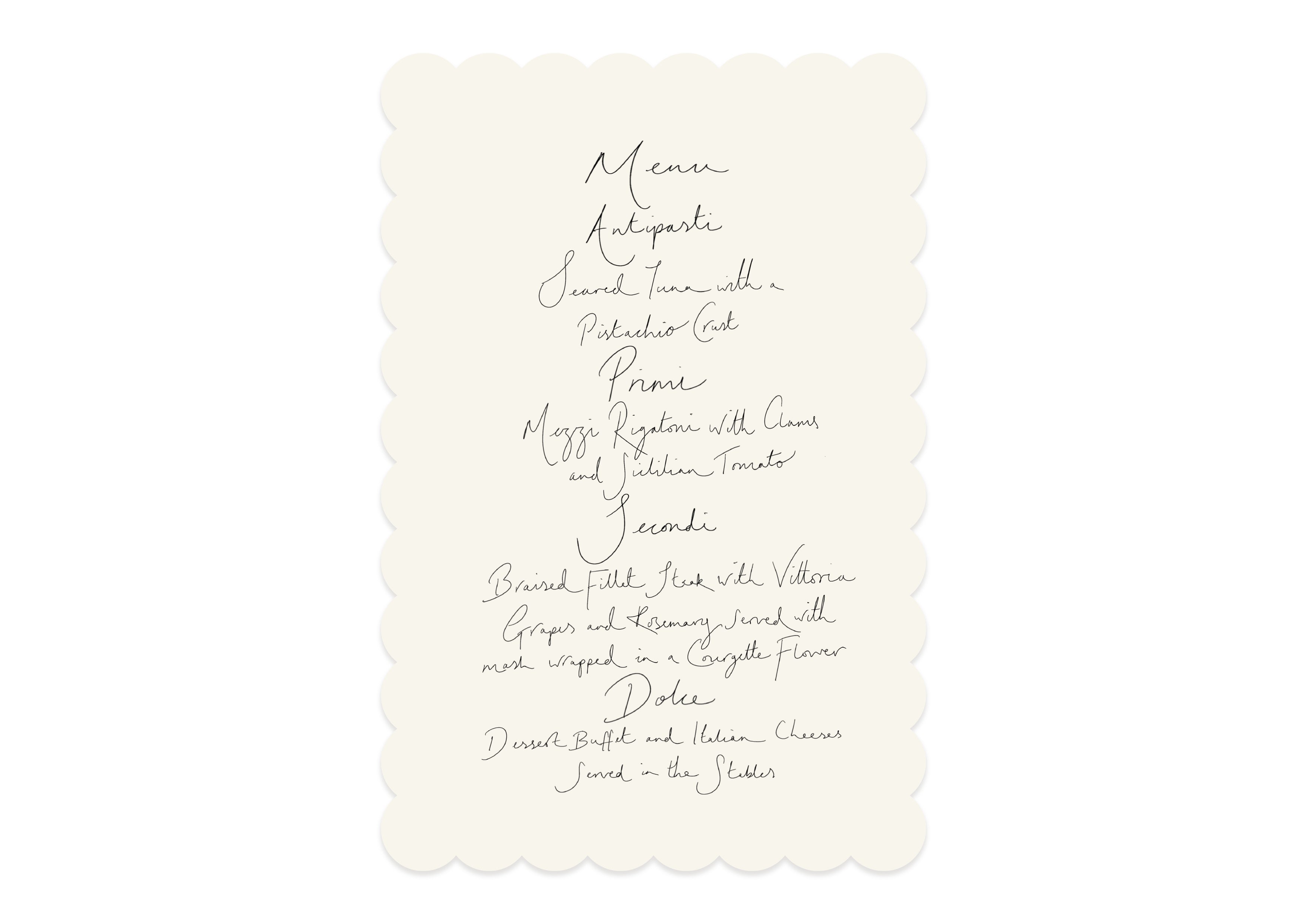 Handwritten Set  - Shaped Menus