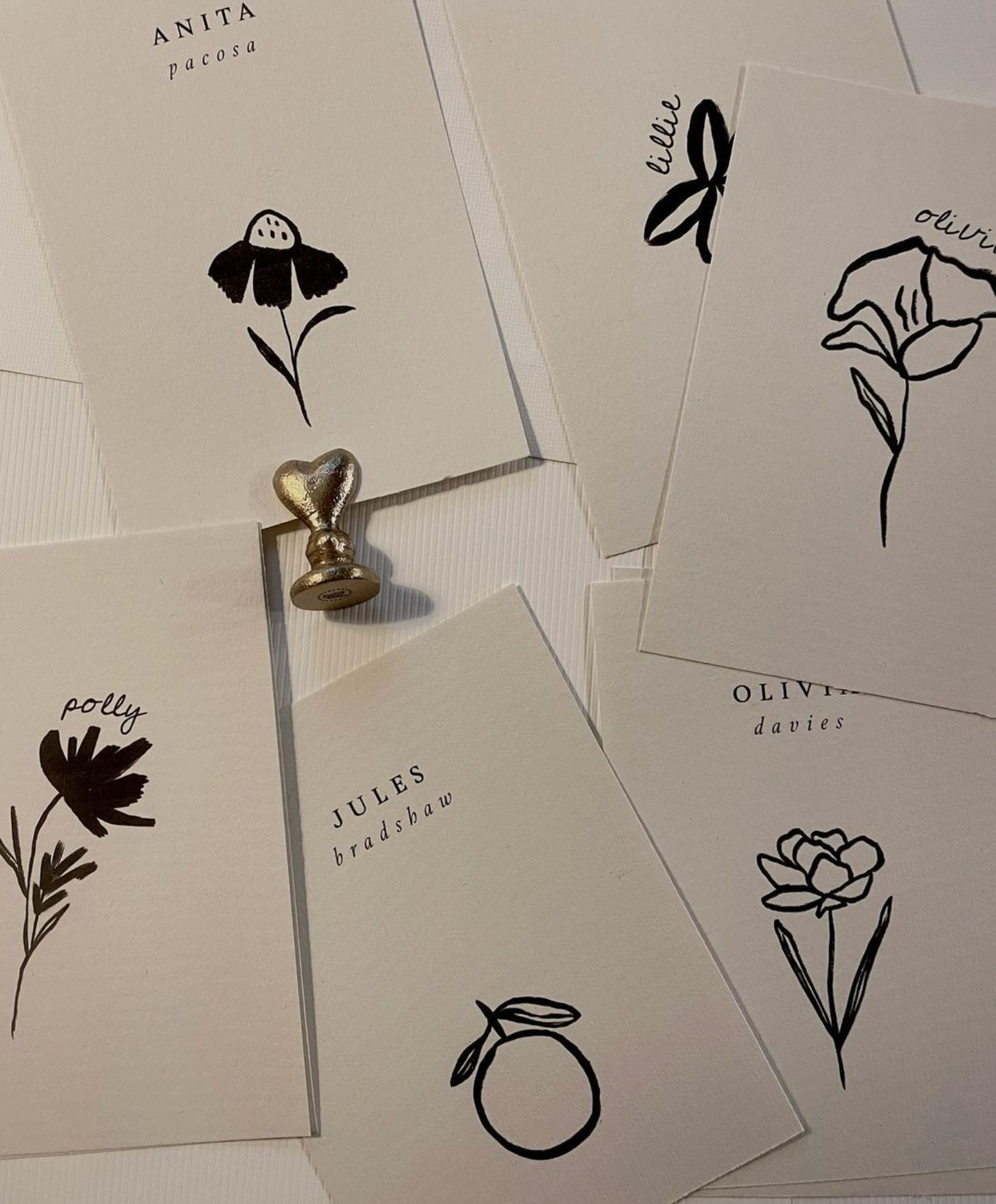 Set Gabrielle Flower Name Card Ten Story Stationery