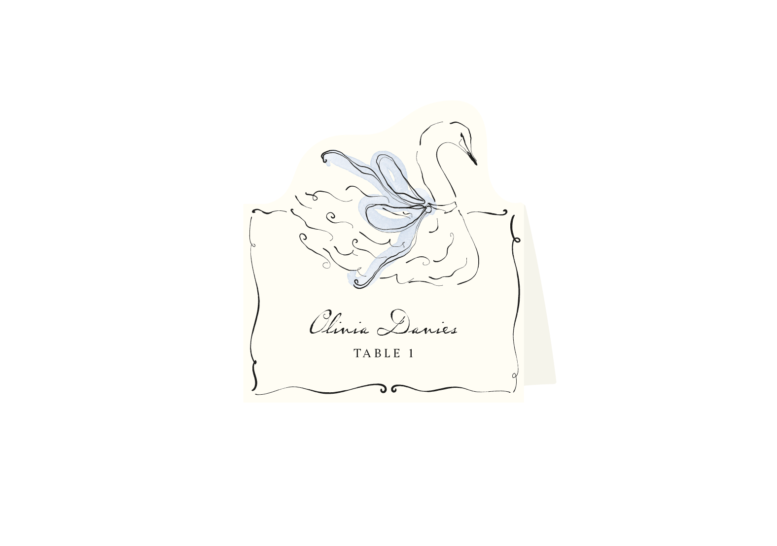 The Year Of The Bow -  Swan Tent Fold Escort Card