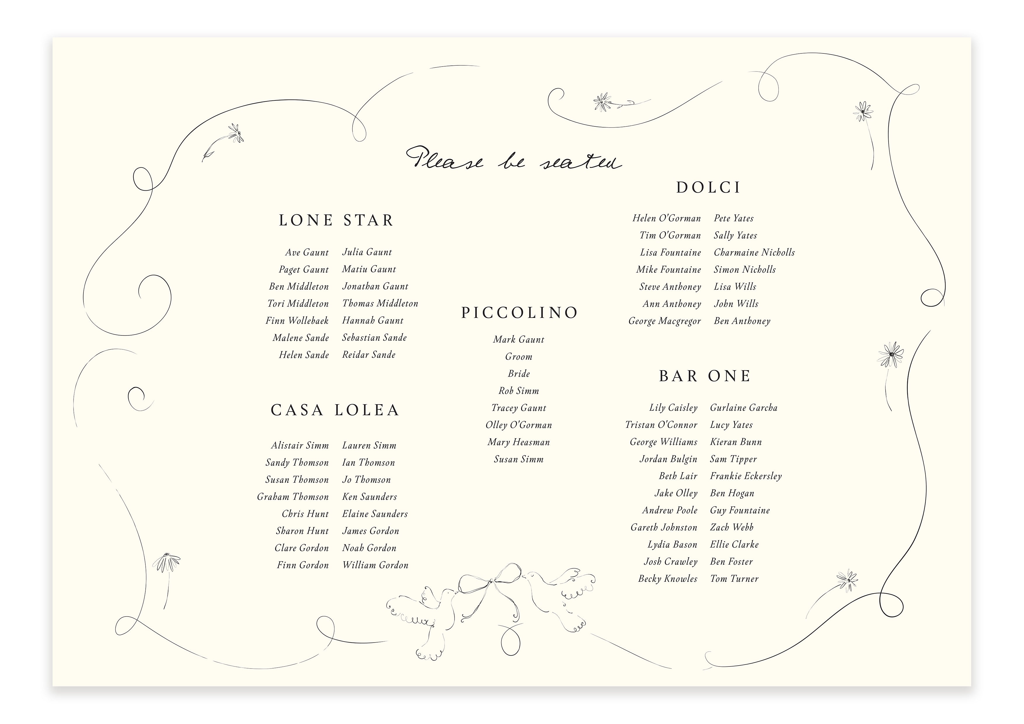 Parisian Lovers  - Digital Border Table Plan (Print Yourself)