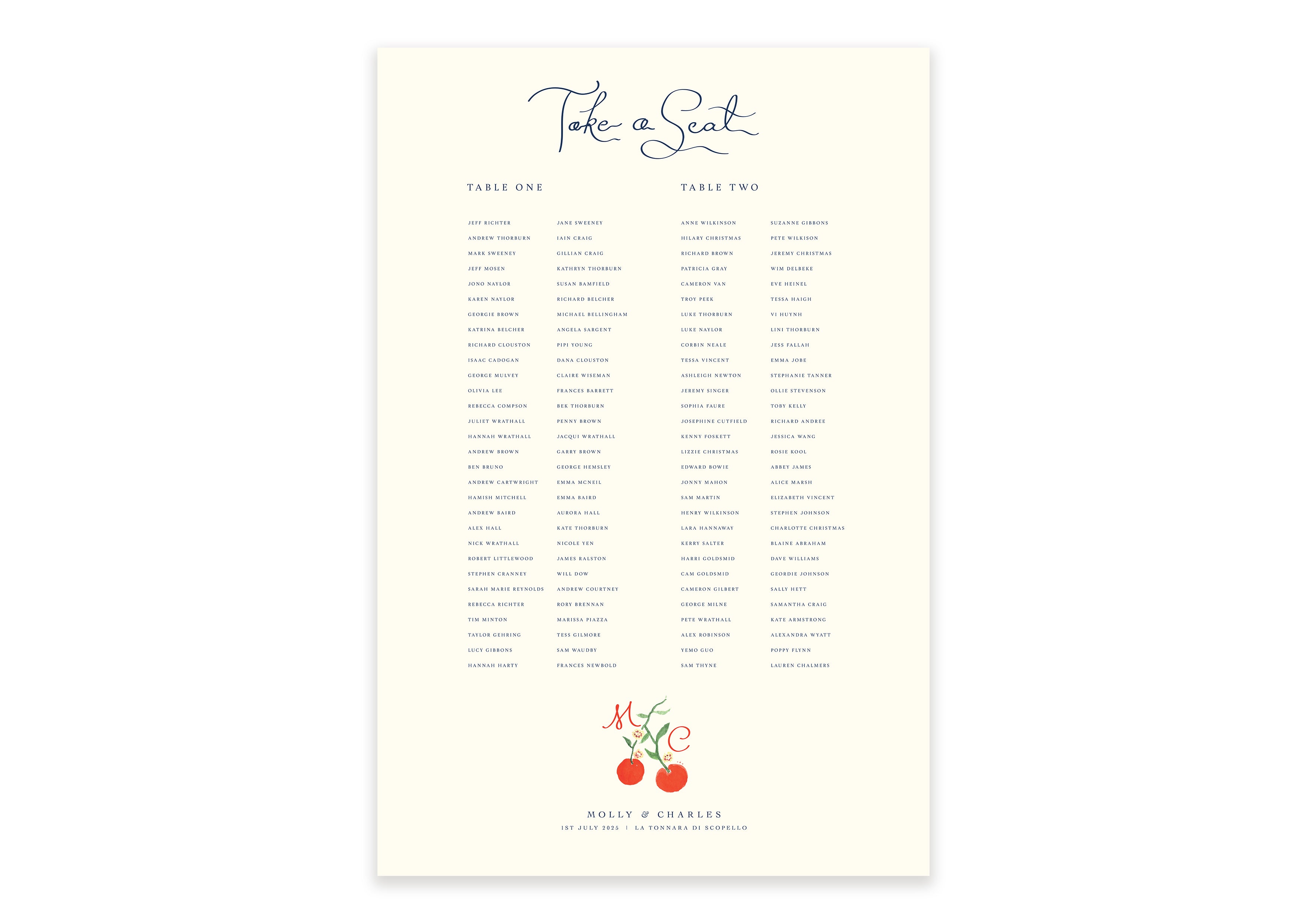 Destination  - Digital Table Plan (Print Yourself)