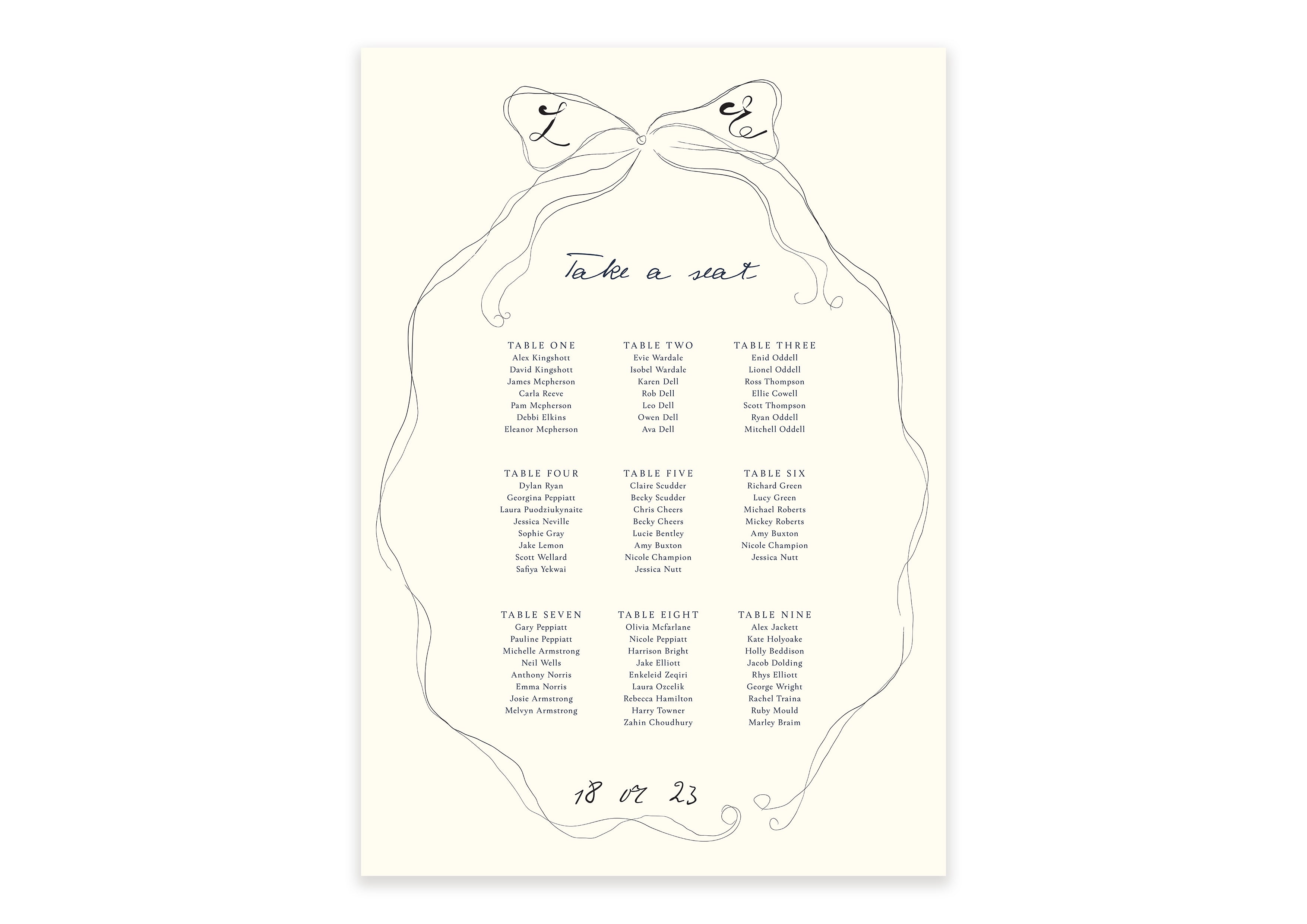 Parisian Lovers  - Digital Bow Table Plan (Print Yourself)